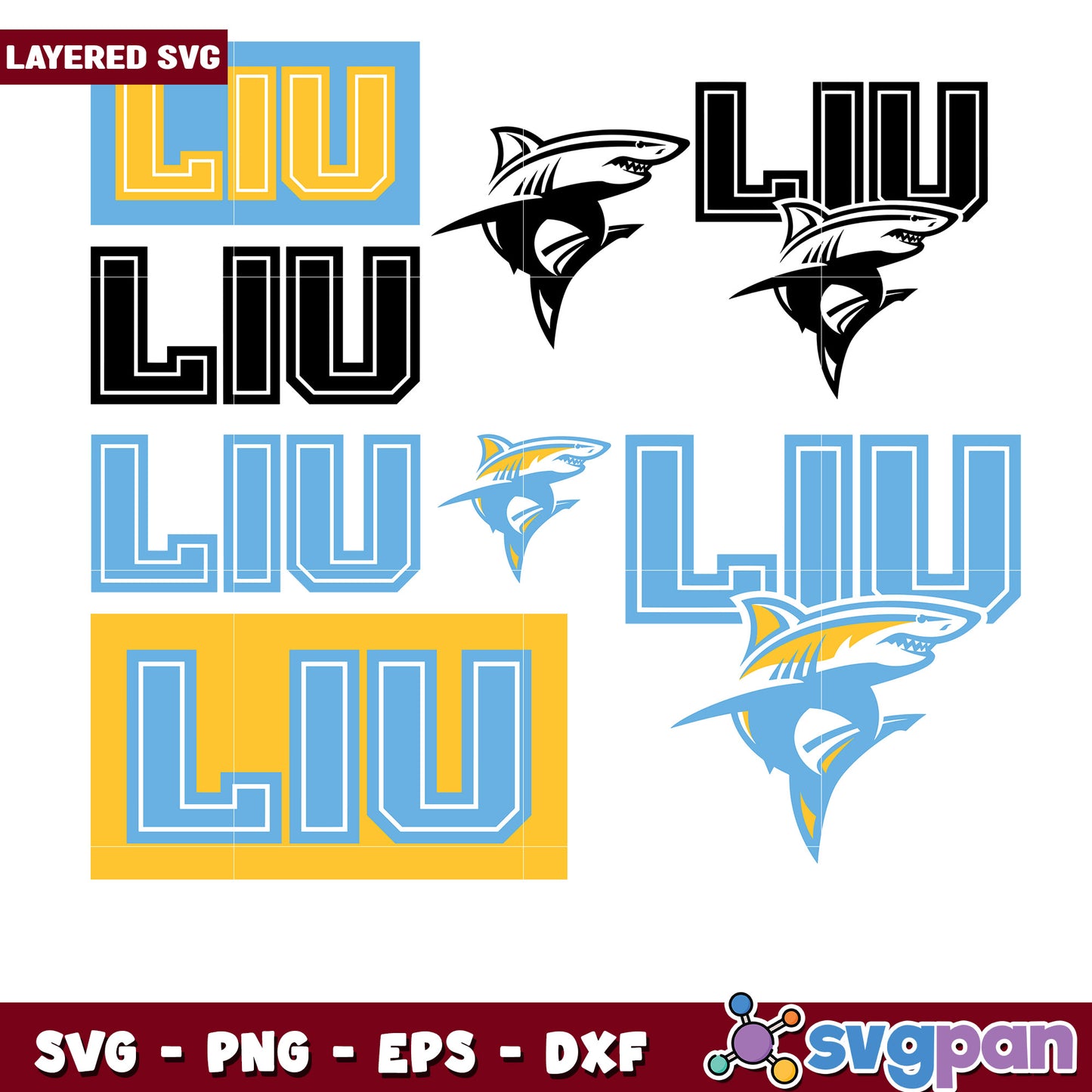 LIU Shark Logo Bundle SVG PNG EPS DXF