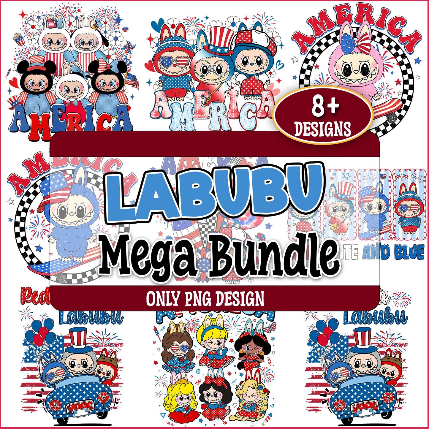 Labubu 4th of july png bundle