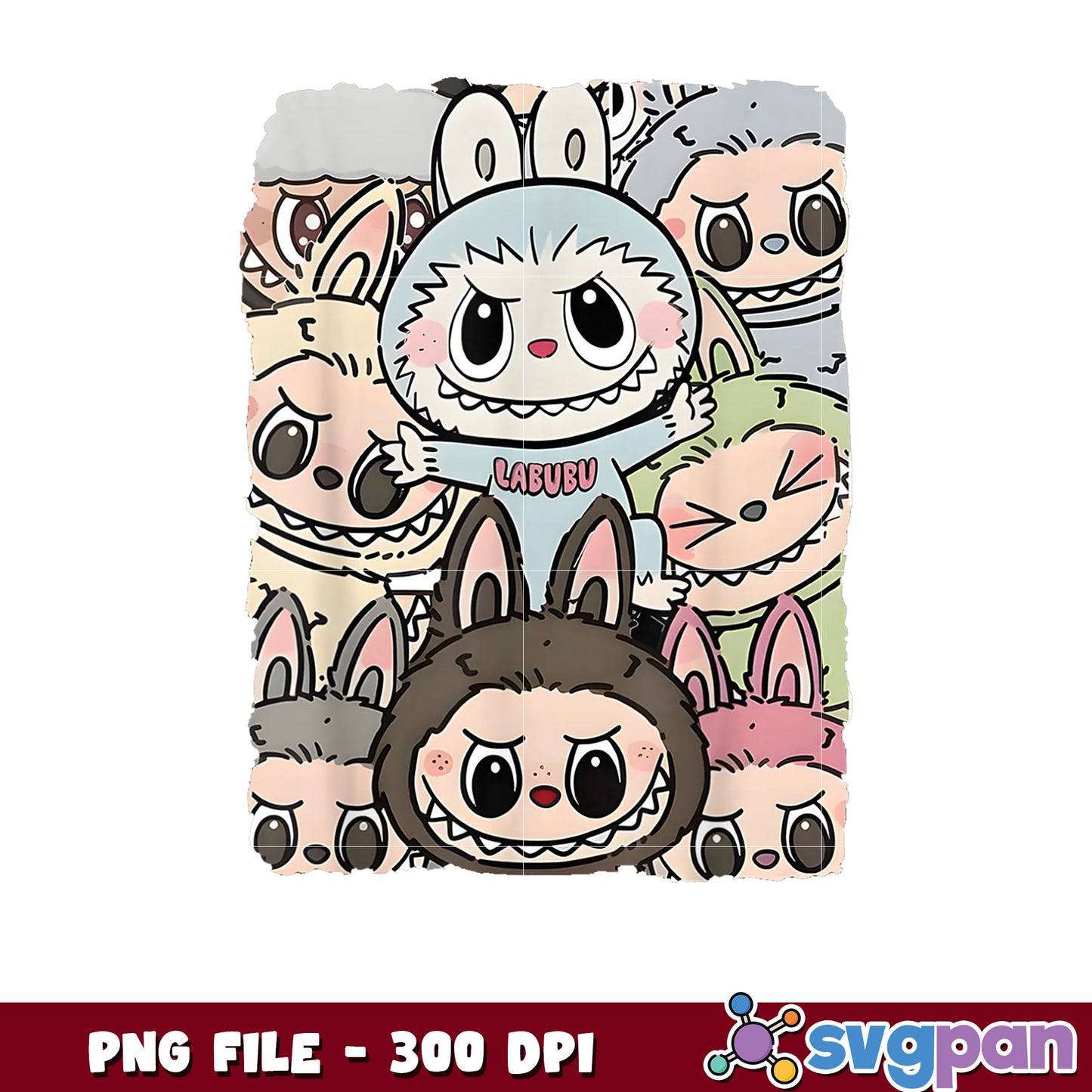 Labubu Cartoon PNG 300 DPI - Cute Monster Design