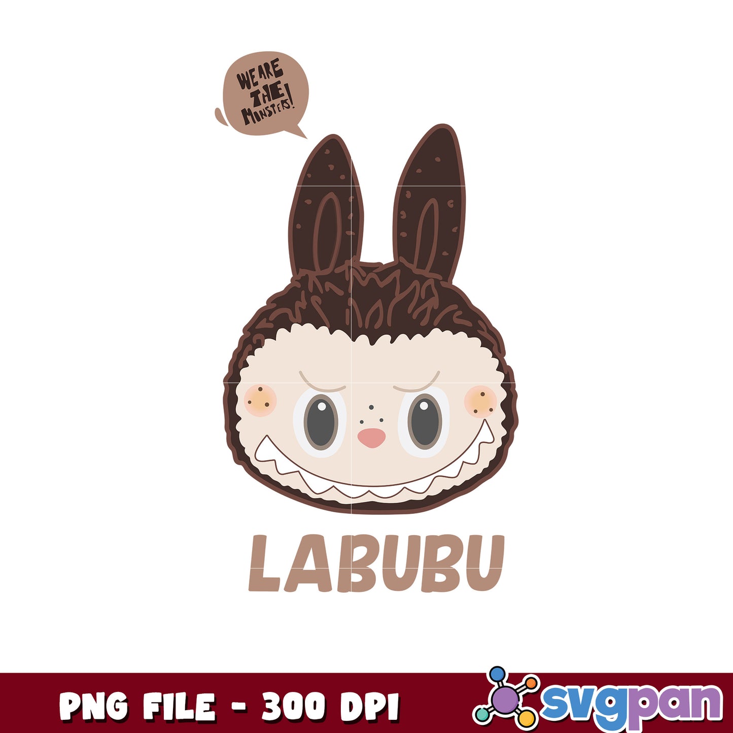 Labubu PNG Cute Monster Face 300 DPI