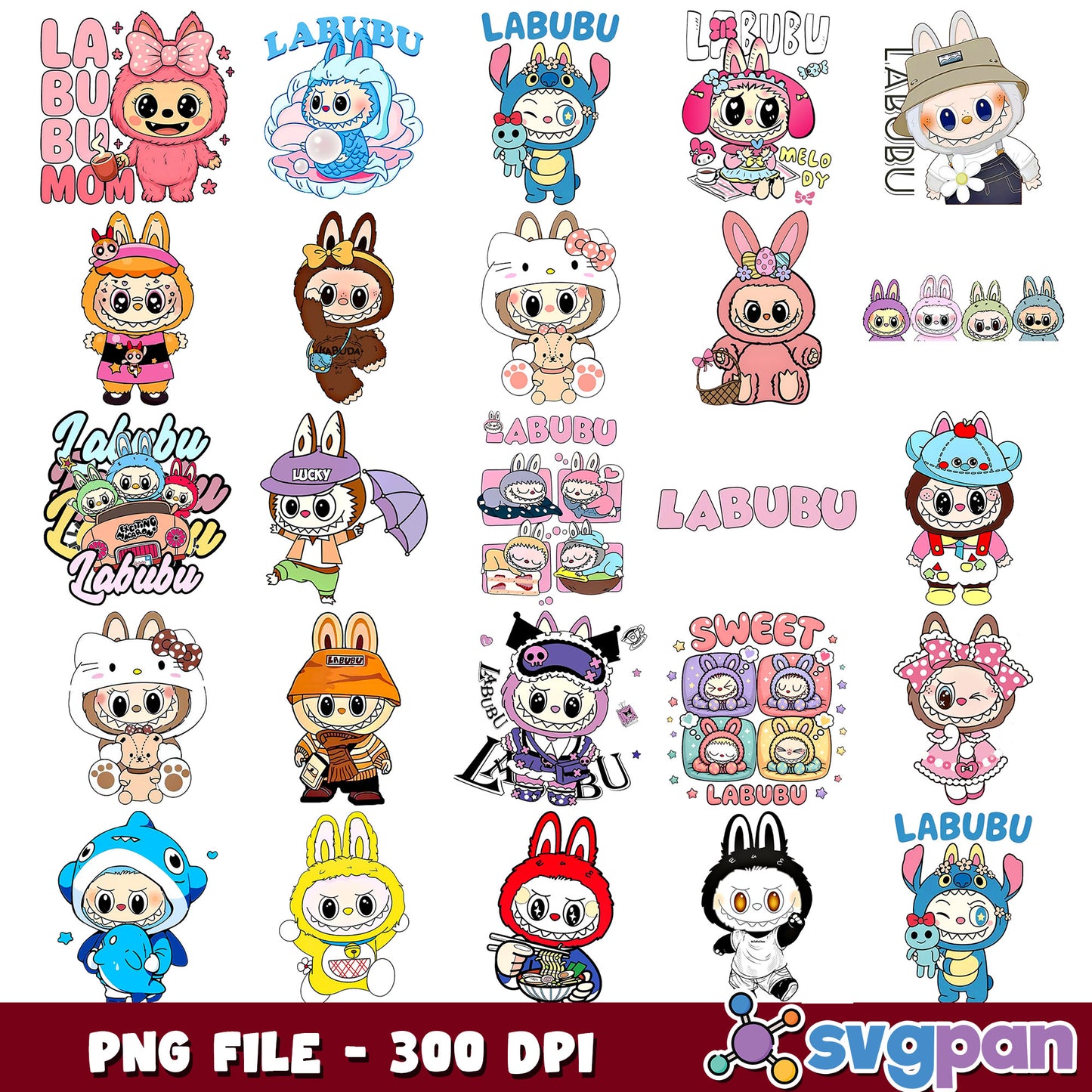 Labubu cosplay time png bundle