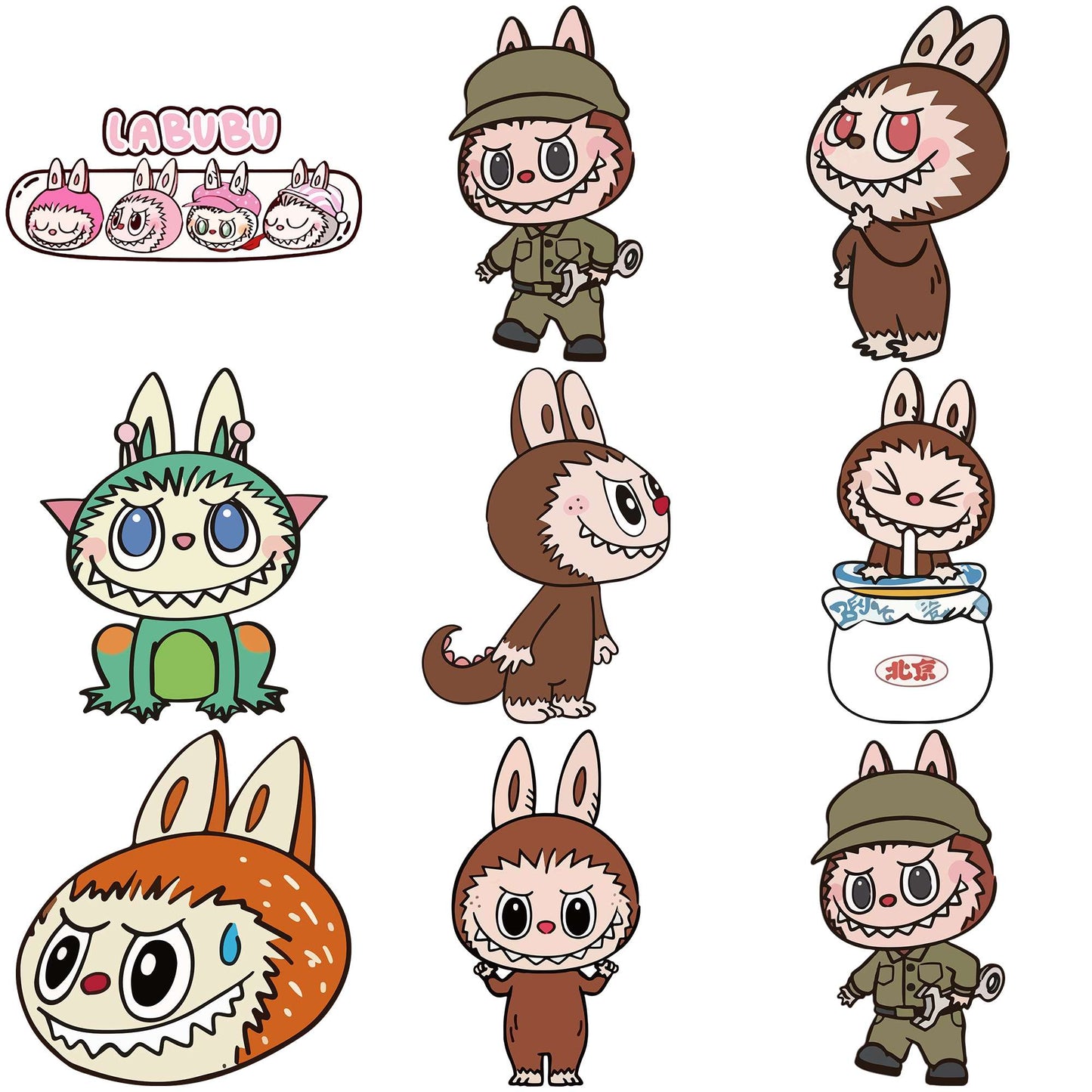Labubu designs collection png bundle, labubu original png, labubu clothes png