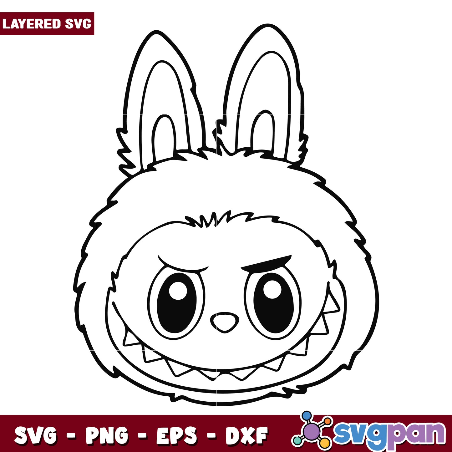Labubu evil smile svg
