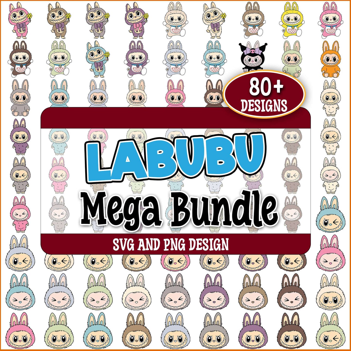 Labubu face svg bundle