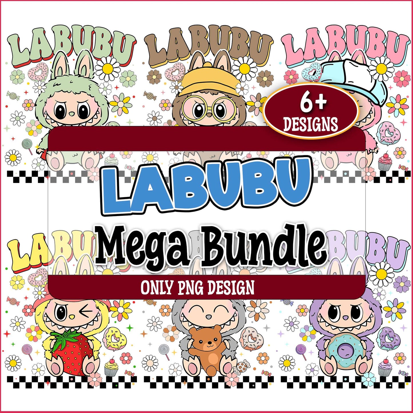 Labubu flowers png bundle