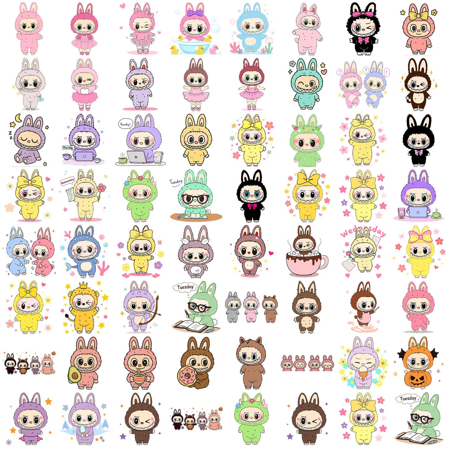 Labubu kawai day png bundle, labubu have a seat png, labubu doll png