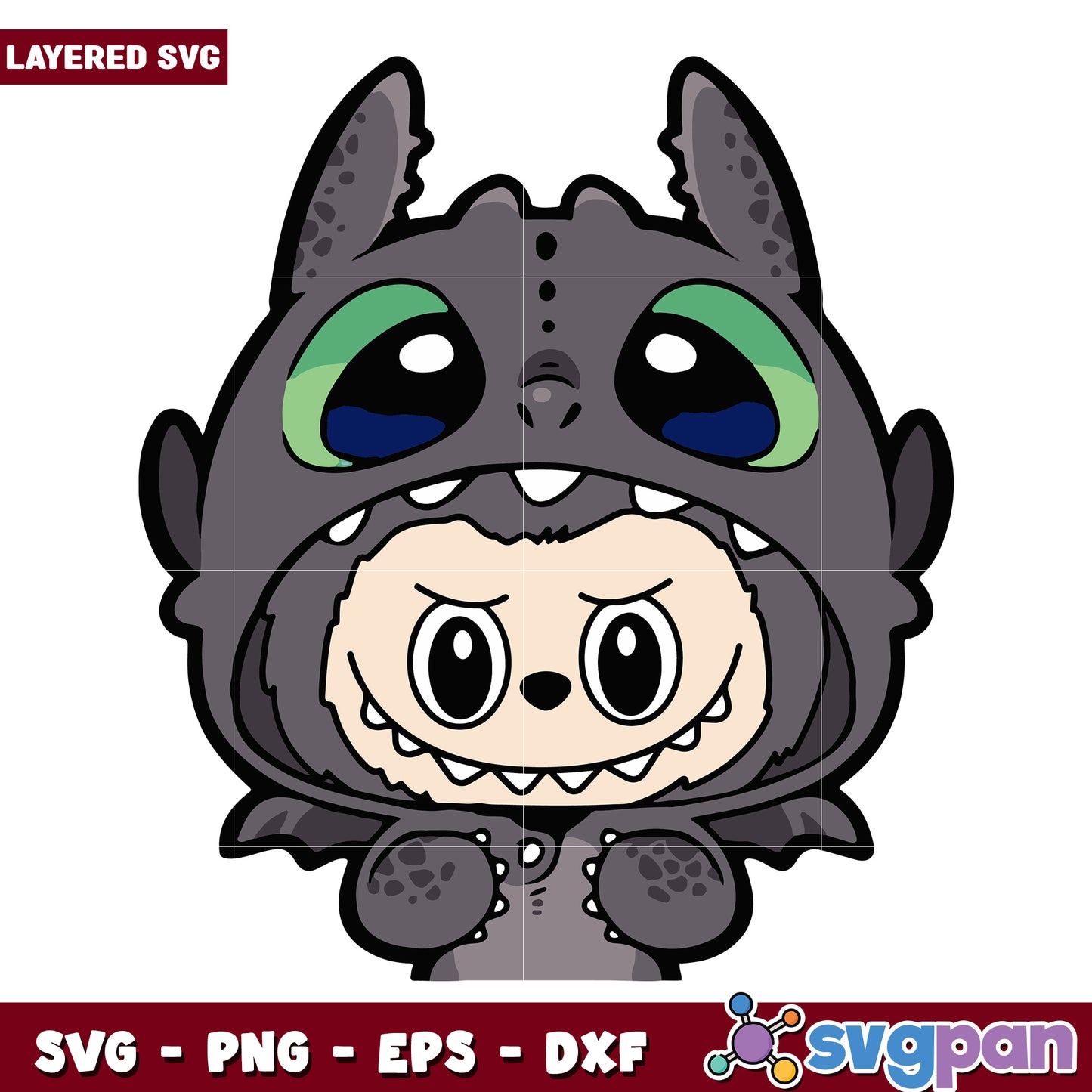 Labubu toothless svg