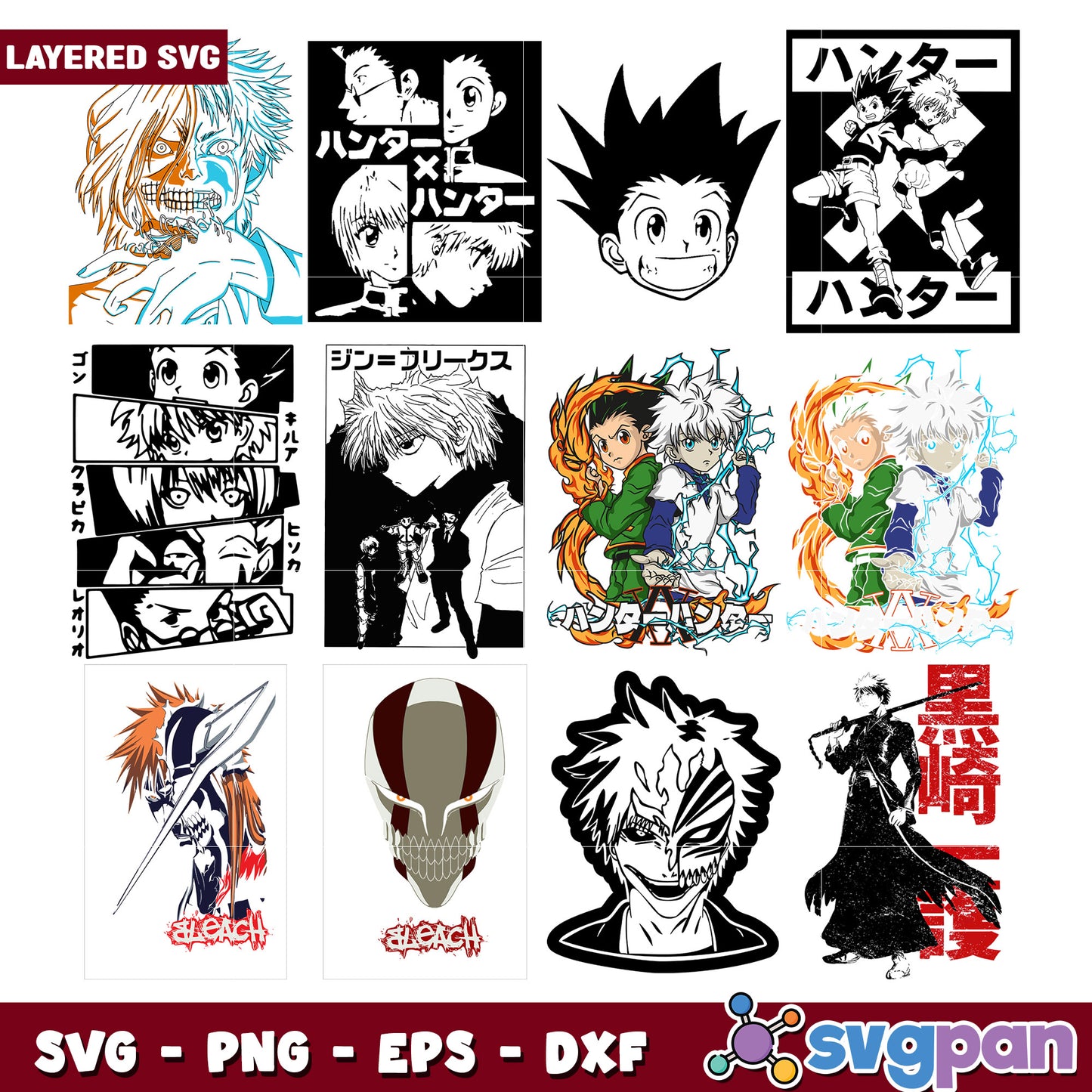 Layered Anime SVG Bundle