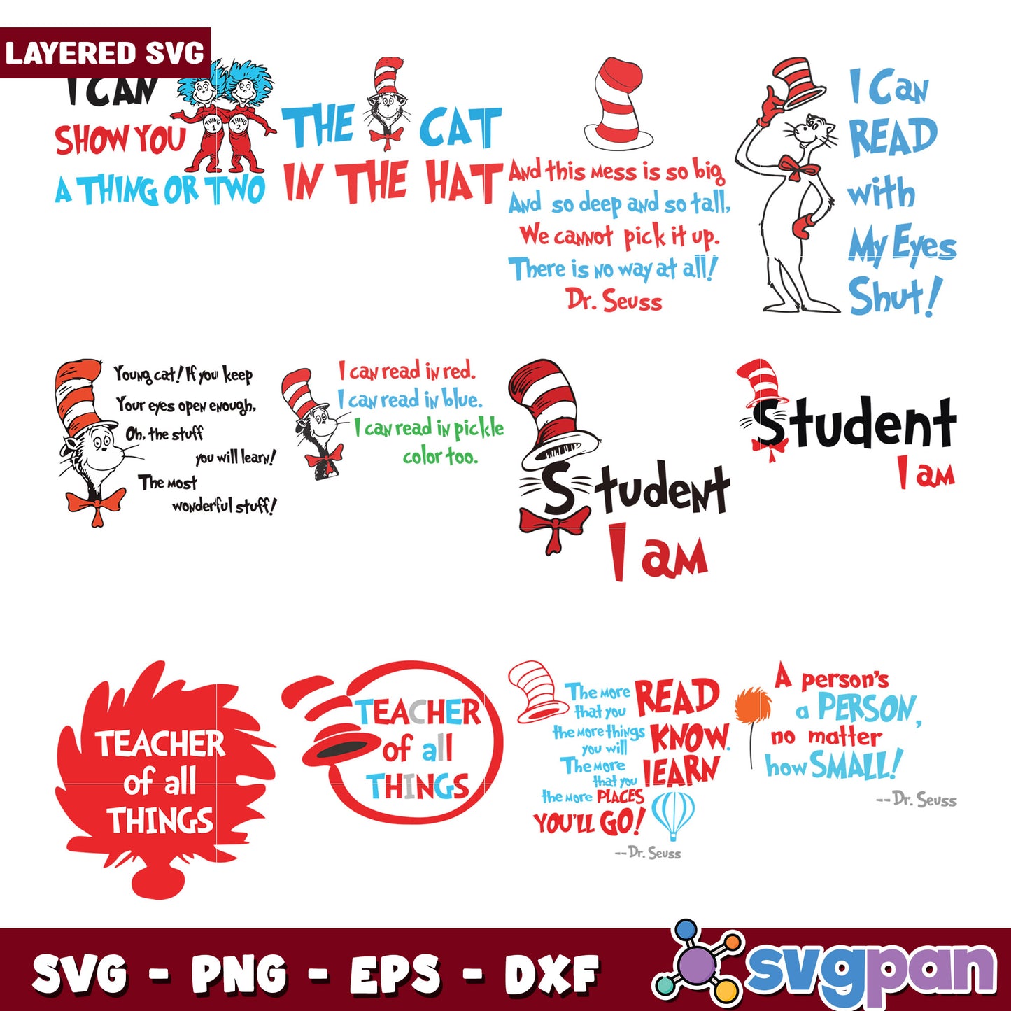 Layered Cat in the Hat SVG Bundle