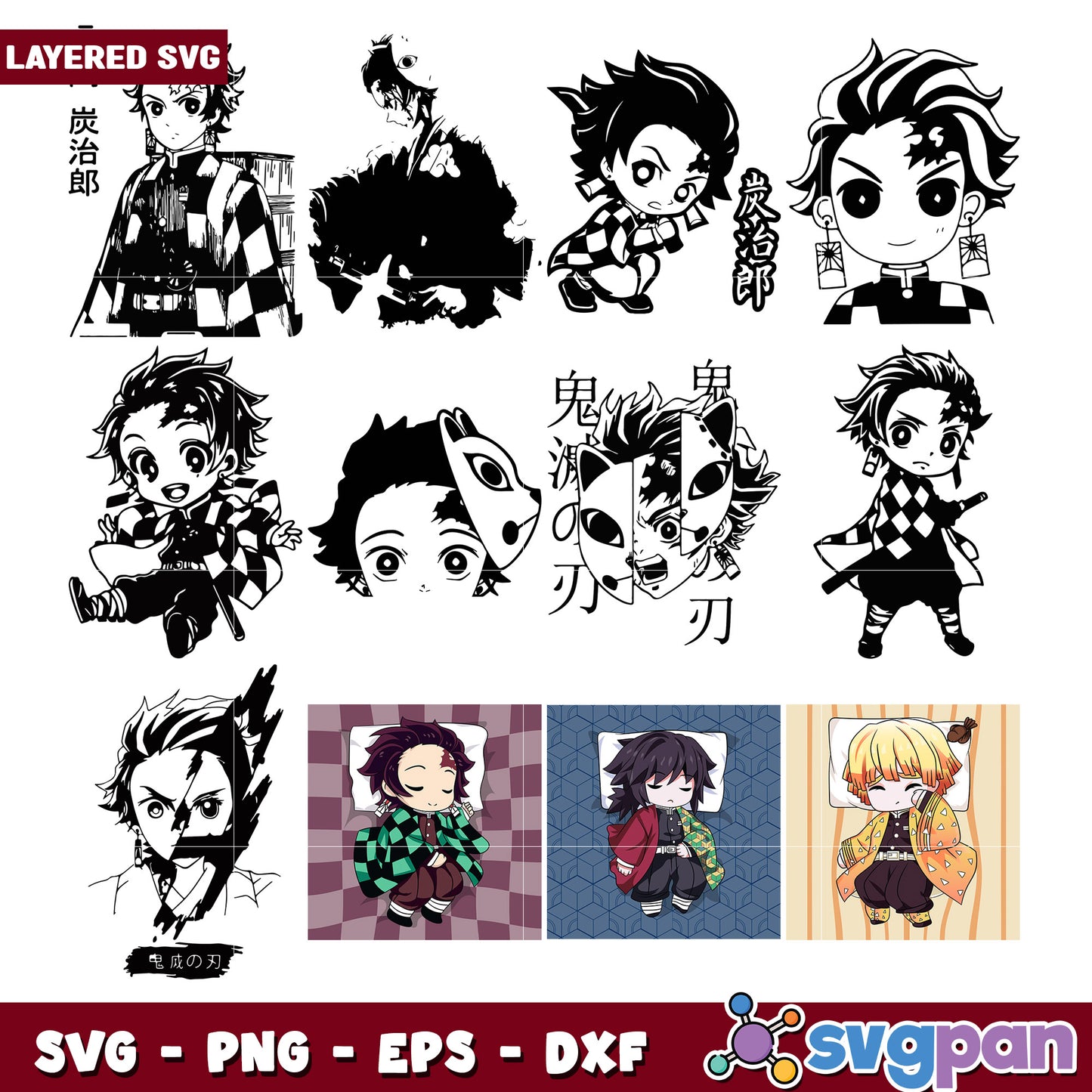 Layered Demon Slayer SVG Bundle