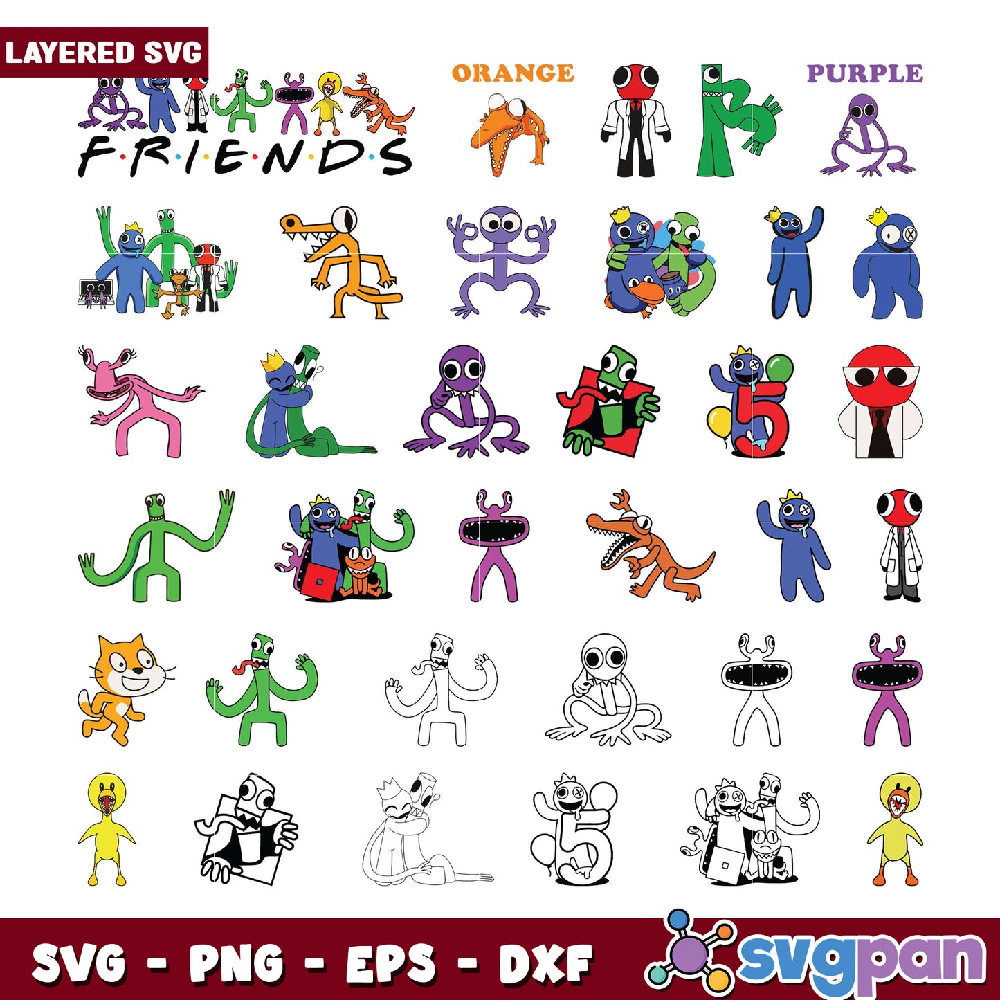 Layered Friends SVG Bundle