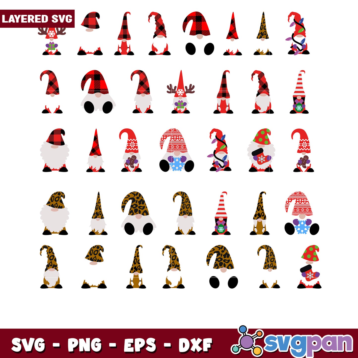 Layered Gnomes SVG Bundle Christmas Designs