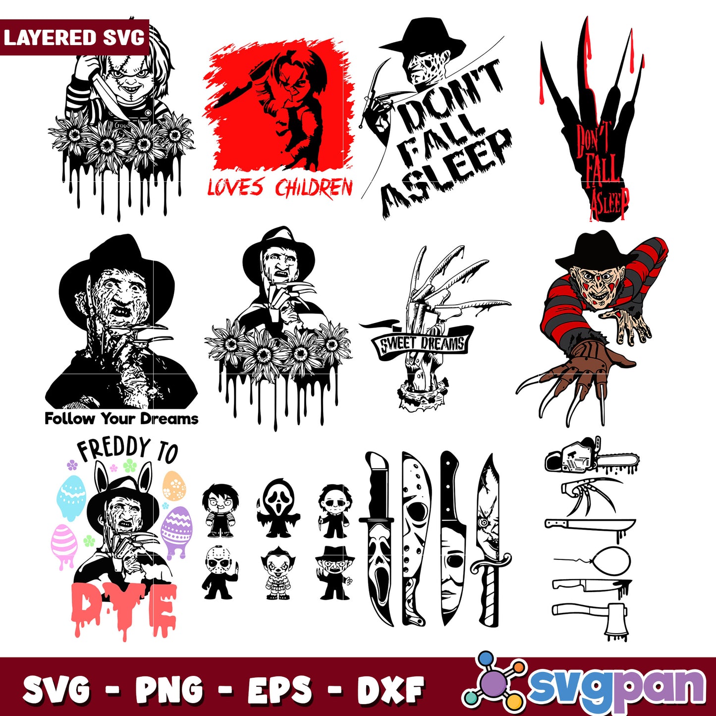 Layered Horror Character SVG Bundle for Crafting