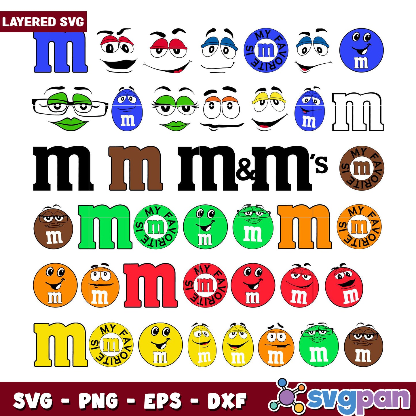 Layered M&M SVG Bundle