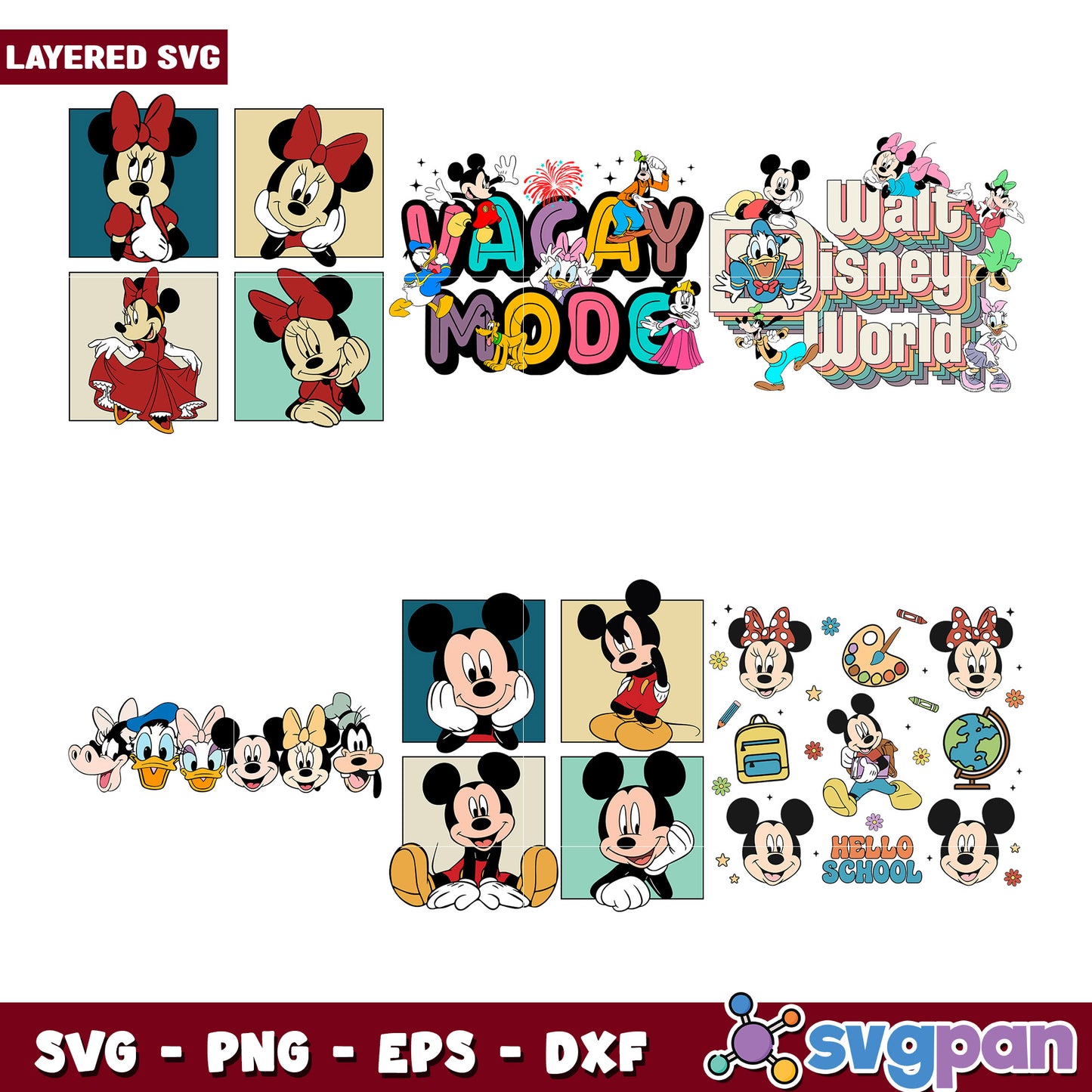 Layered Mickey Minnie SVG Bundle