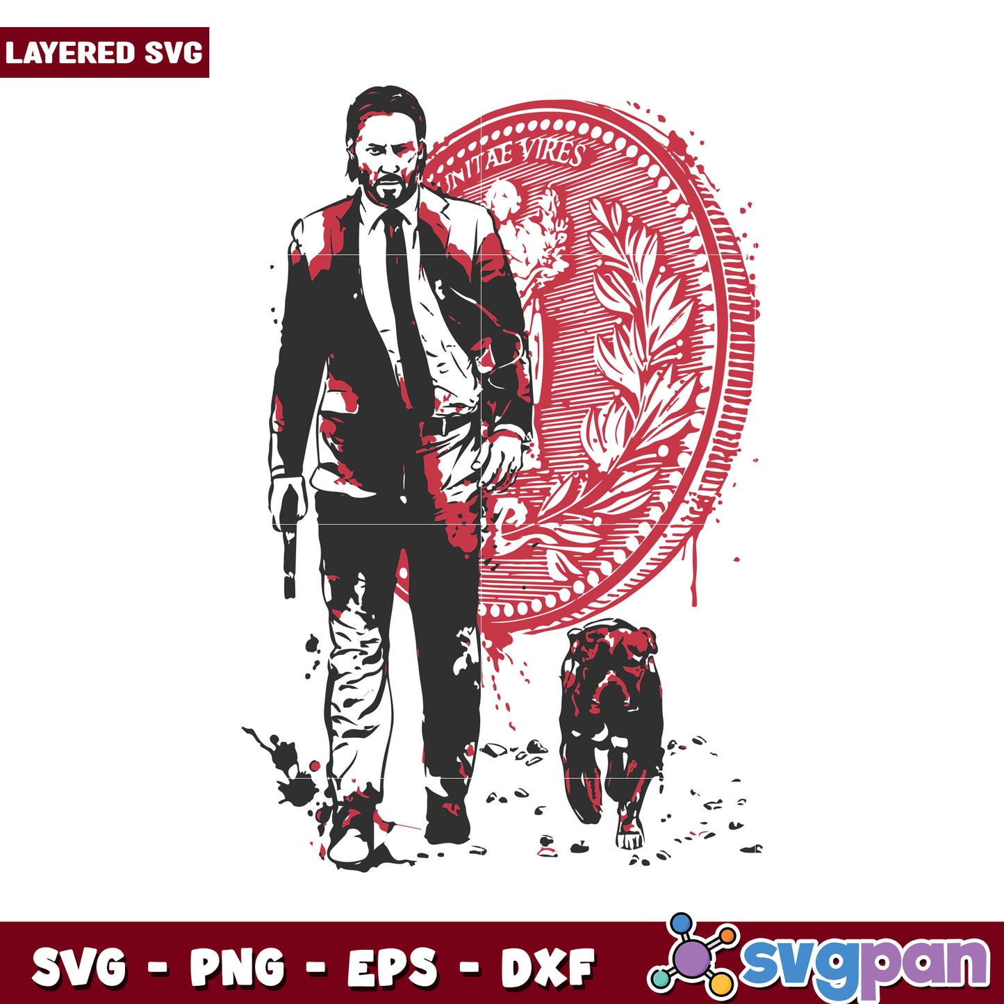 Layered SVG Art of a Man with Dog, Stylish Design for Crafts