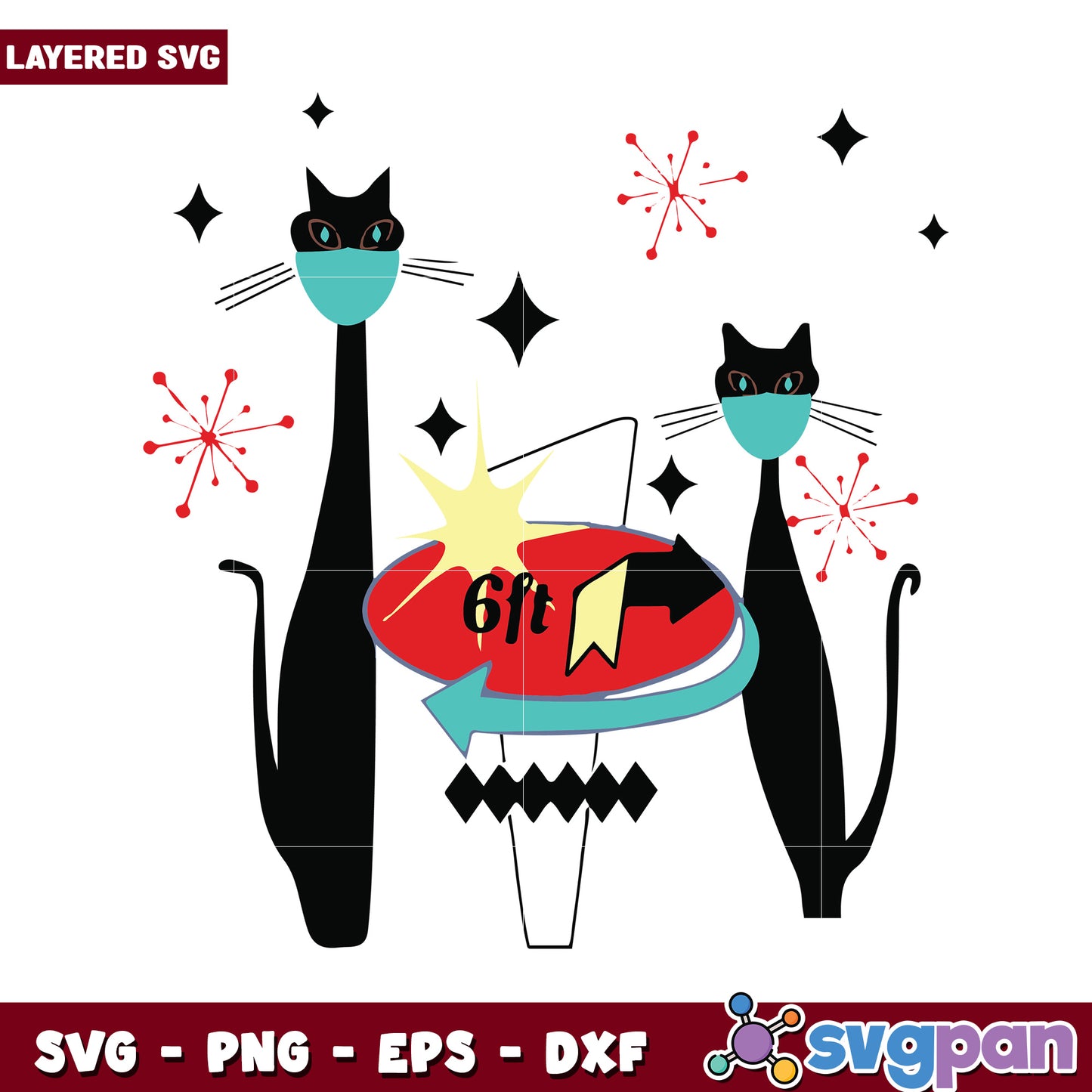 Layered SVG Black Cats Design, Perfect for Halloween Crafts