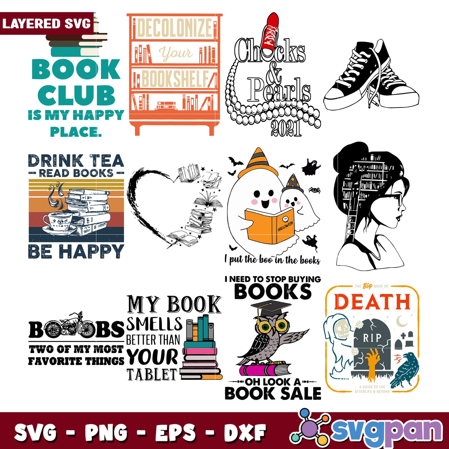 Layered SVG Book Lover Bundle