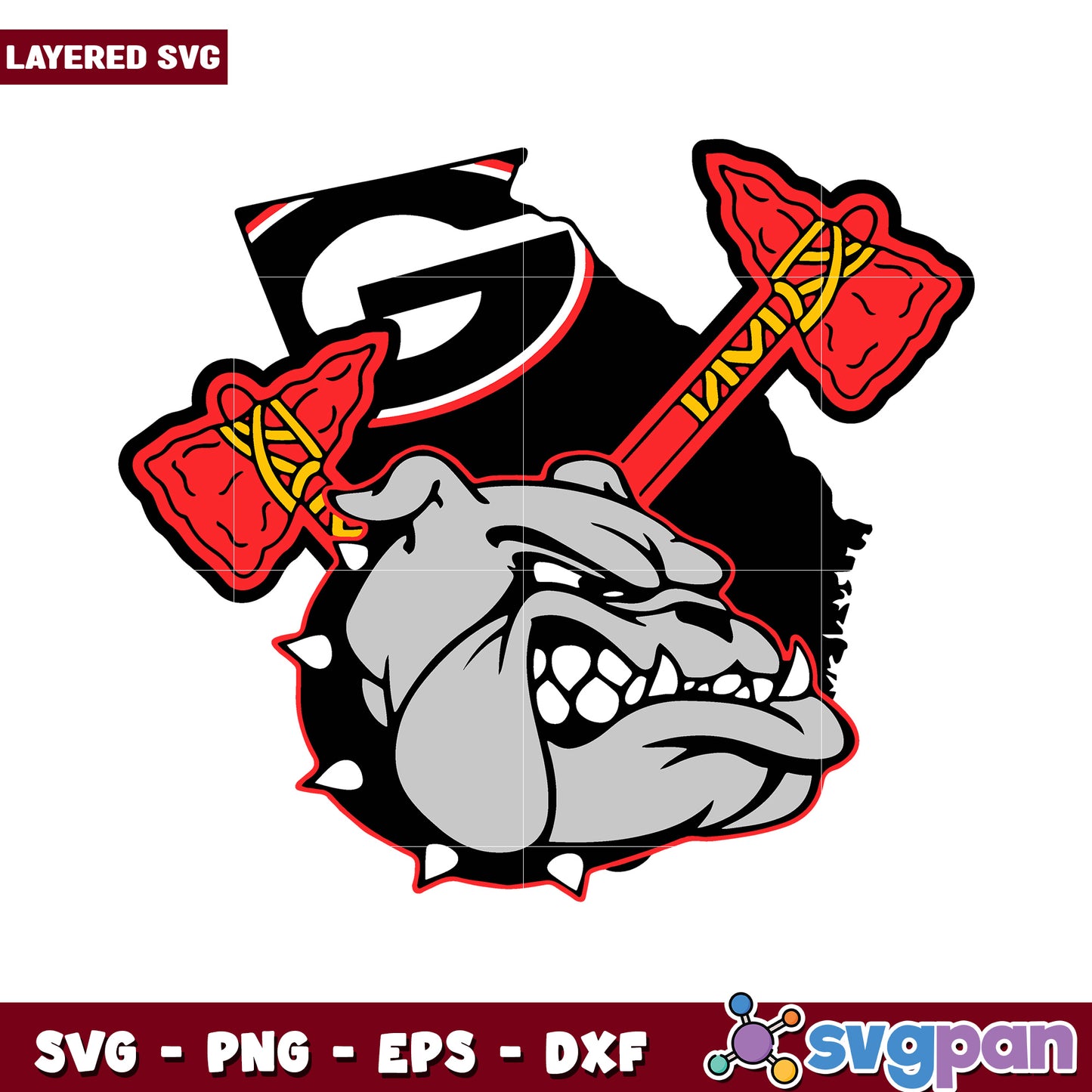 Layered SVG Bulldog Design for Crafts, High-Quality Digital Download