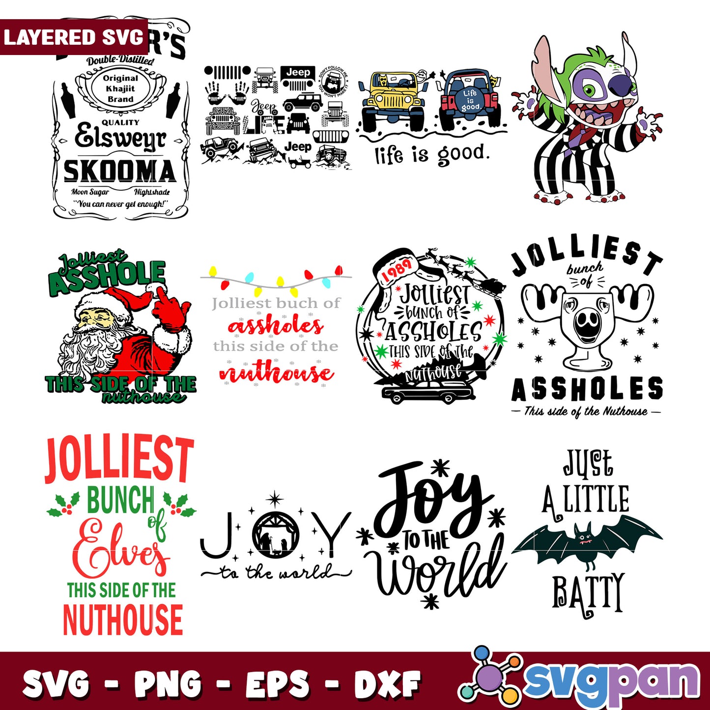 Layered SVG Bundle Christmas, Jeep, More