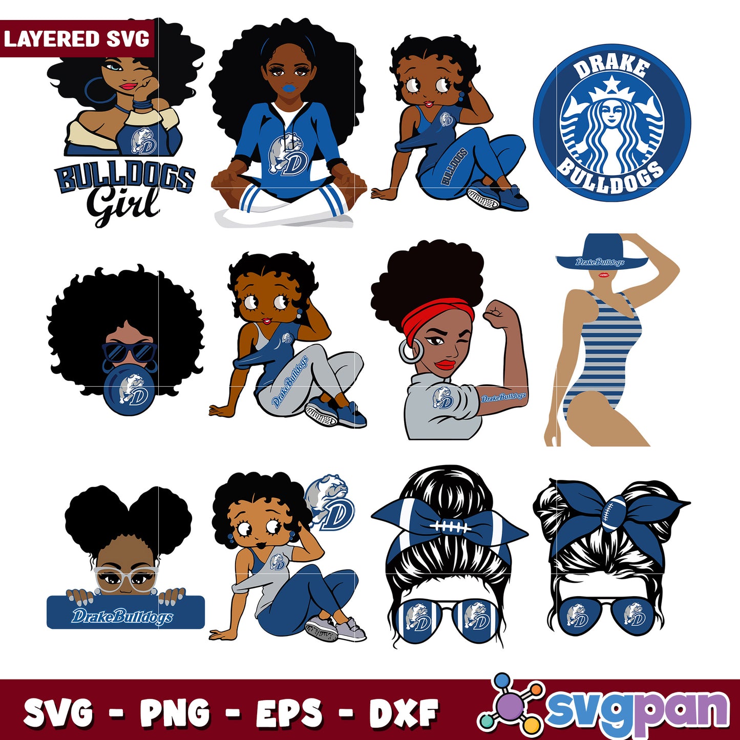 Layered SVG Bundle Drake Bulldogs Girls
