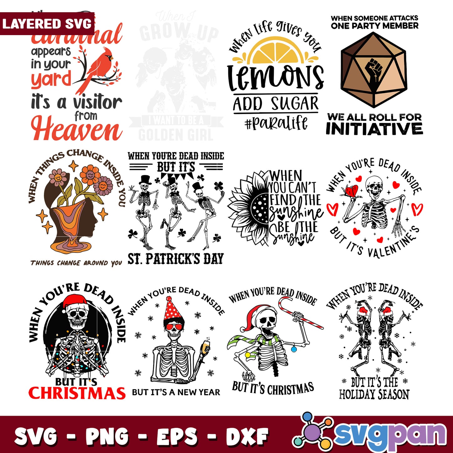 Layered SVG Bundle Funny Holiday & More Designs