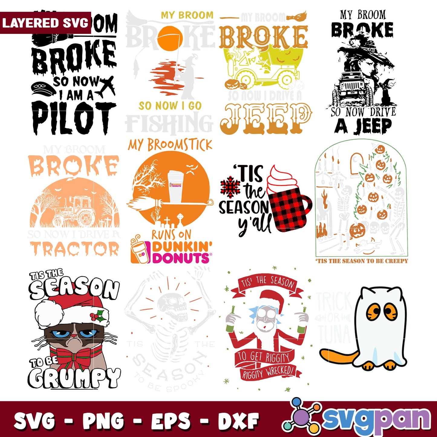 Layered SVG Bundle Halloween Christmas