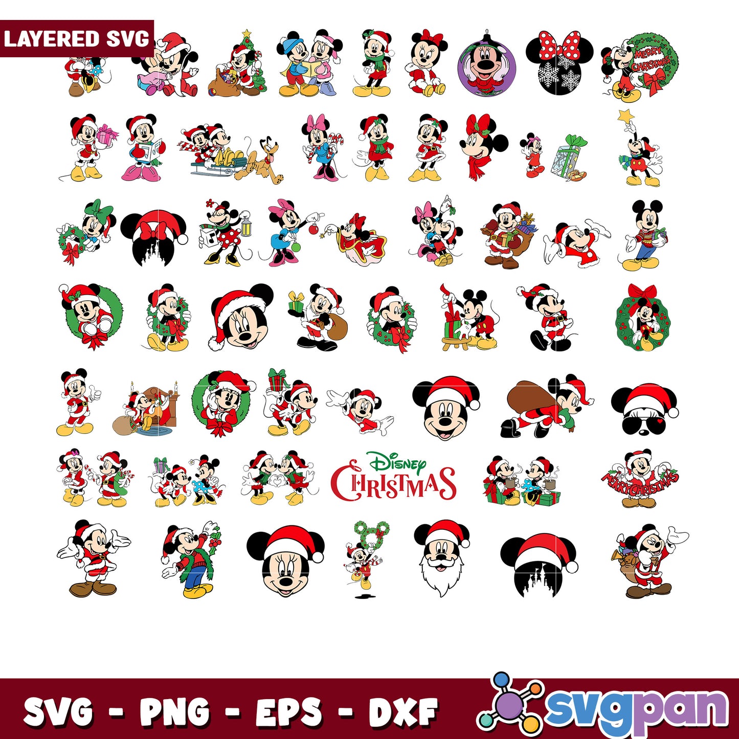 Layered SVG Bundle Mickey Christmas Designs