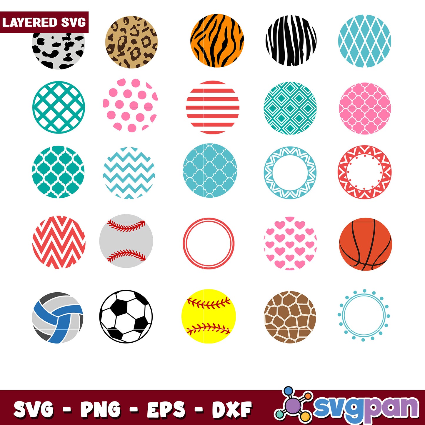 Layered SVG Bundle Patterns & Sports