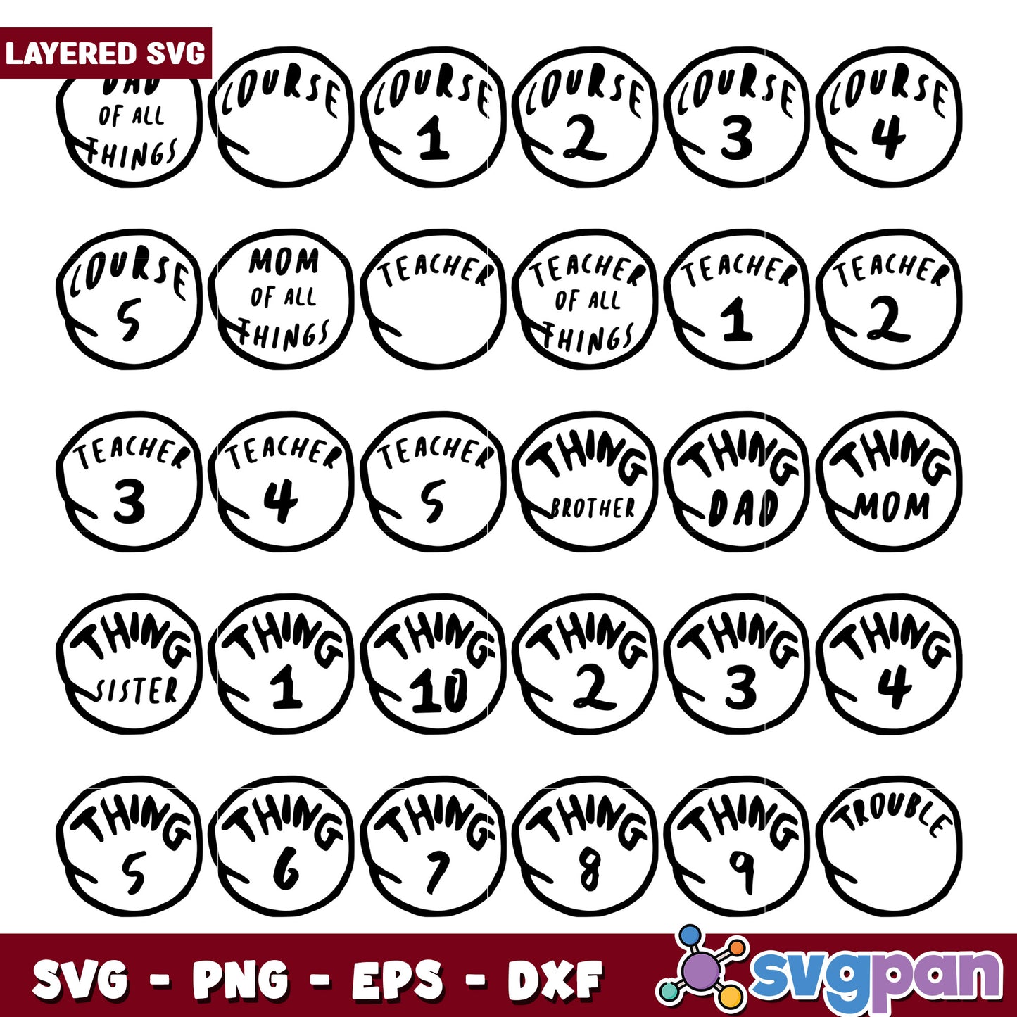 Layered SVG Bundle Thing 1-10 & More