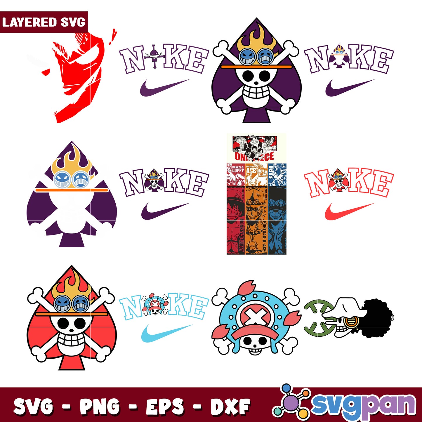 Layered SVG Bundle for One Piece Designs and Logos