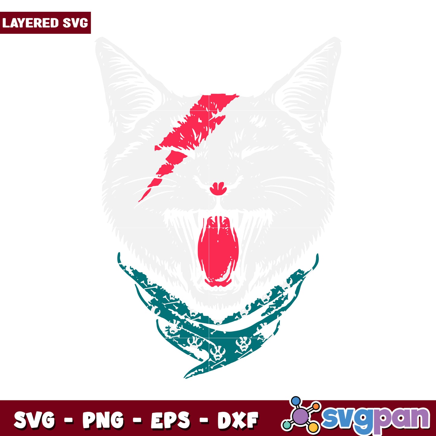 Layered SVG Cat Design with Unique Pattern, Perfect for DIY Projects