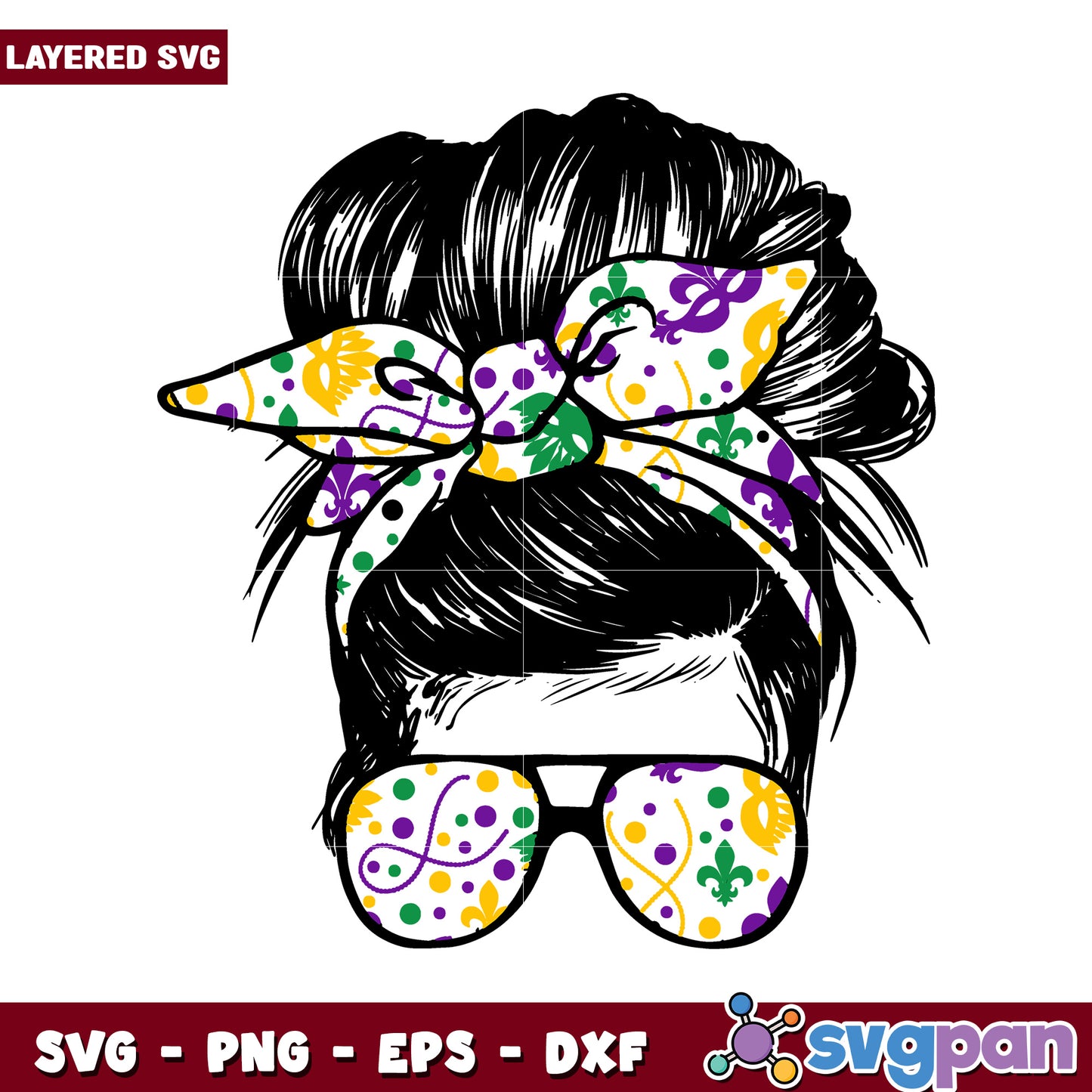 Layered SVG Design of a Stylish Girl with Sunglasses, Perfect for Crafts