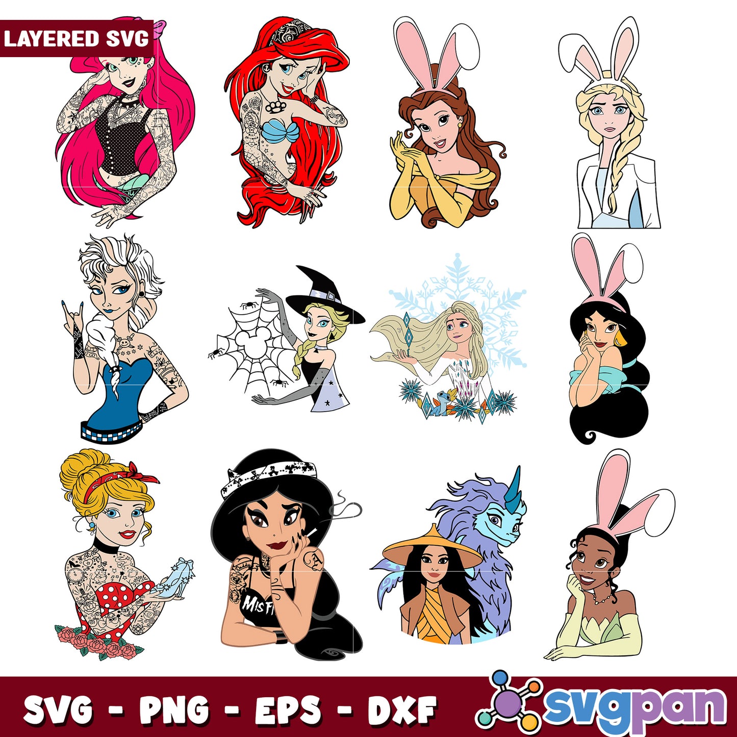 Layered SVG Disney Princess Bundle