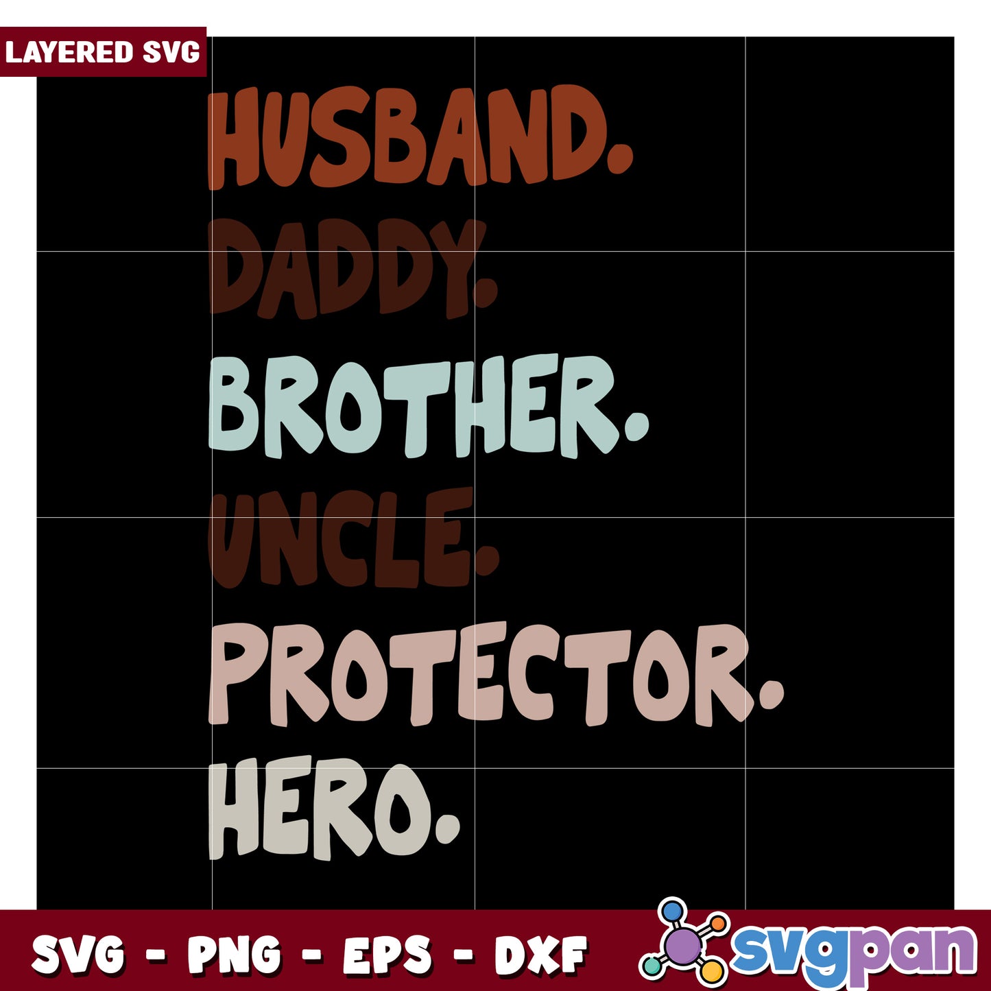 Layered SVG Family Roles Design, includes protector and hero