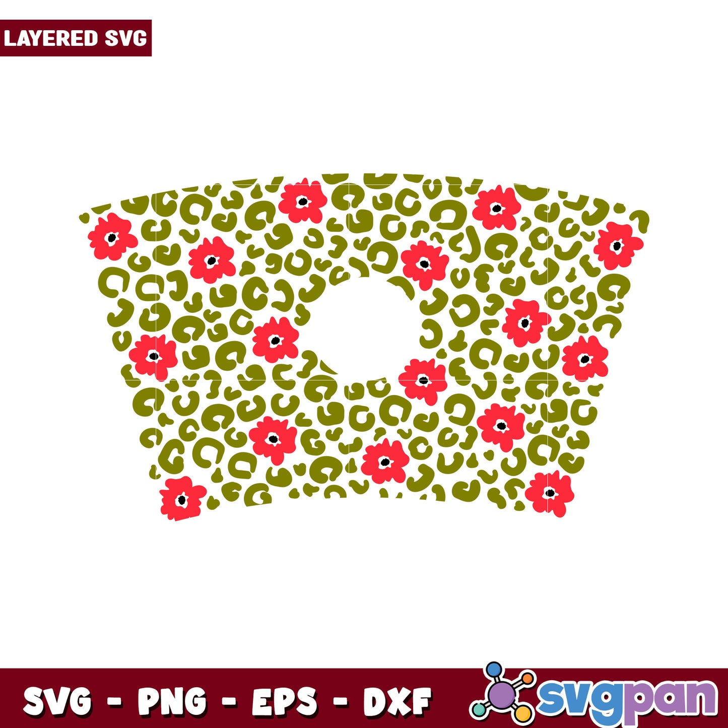 Layered SVG Floral and Leopard Print Design for Crafting, Perfect for T-shirts and Home Decor