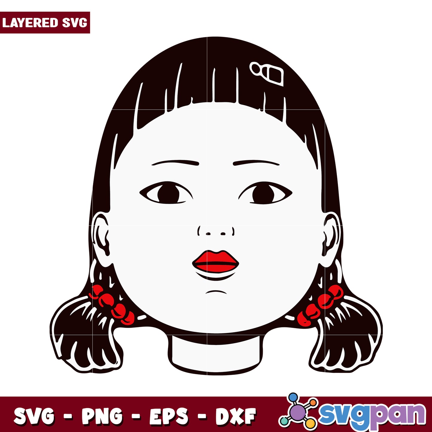 Layered SVG Girl Face Design, Perfect for Craft Projects and Print