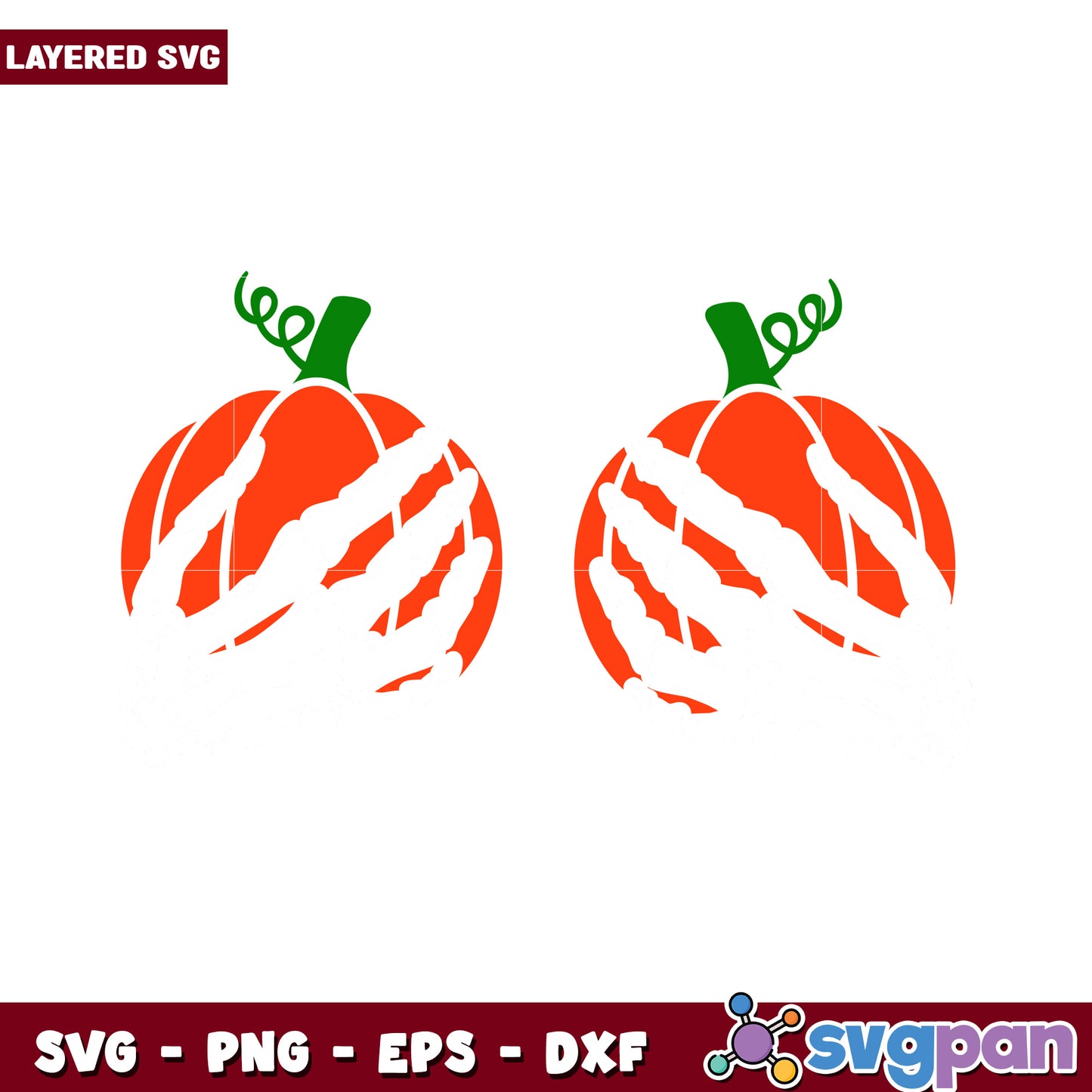 Layered SVG Halloween Pumpkin Design, spooky skeleton hands included