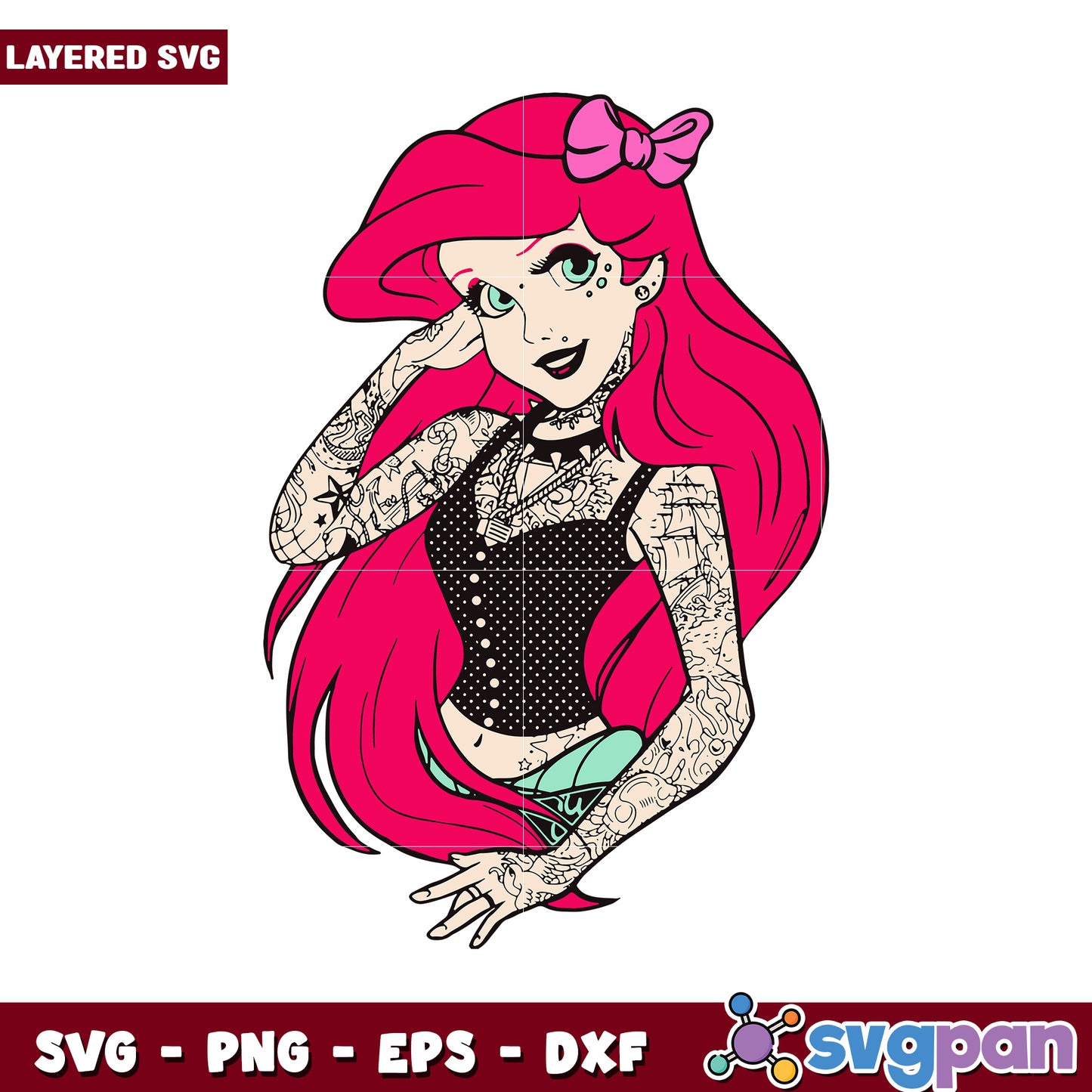 Layered SVG design of a pink-haired character, perfect for crafting projects
