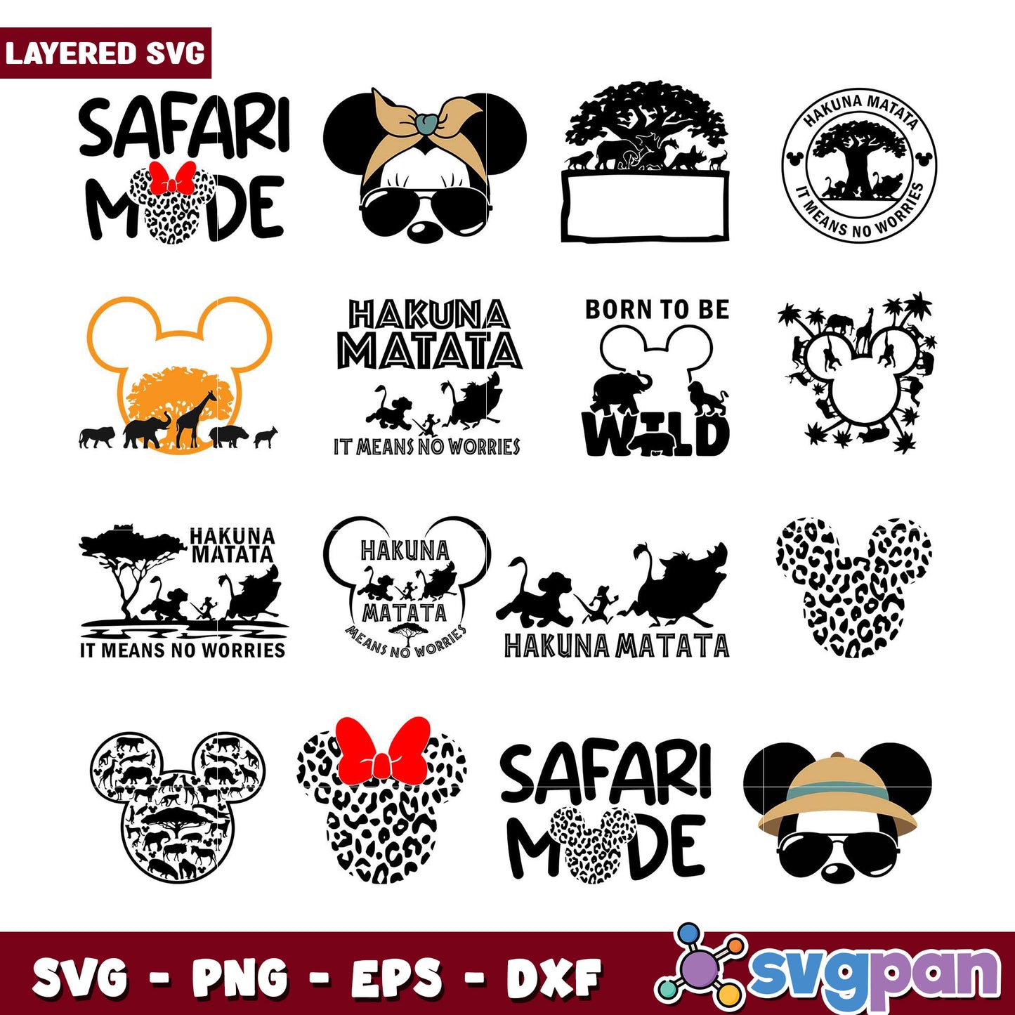 Layered Safari Mickey Mouse SVG Bundle