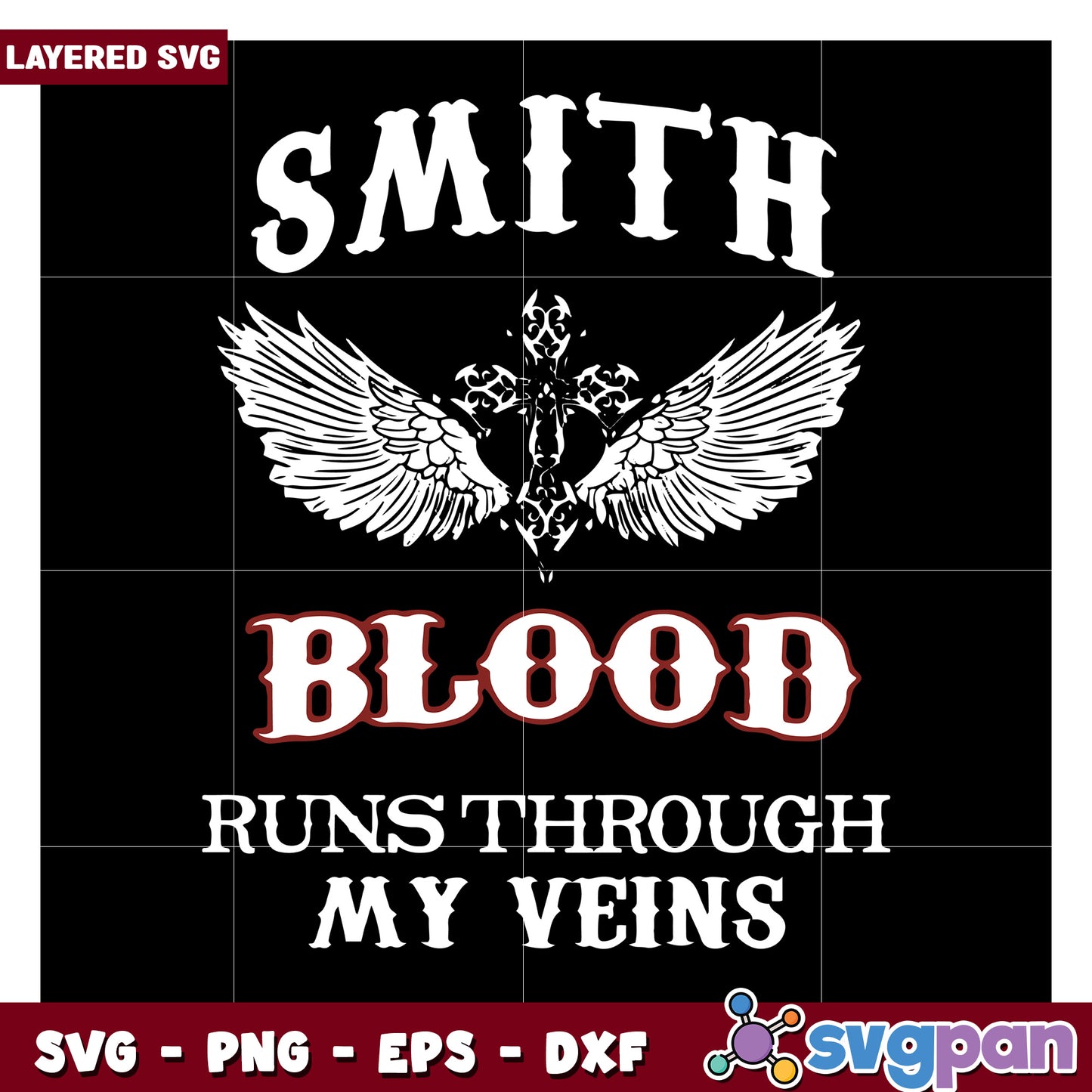 Layered Smith Blood Runs Through My Veins SVG Design, Perfect for Crafts