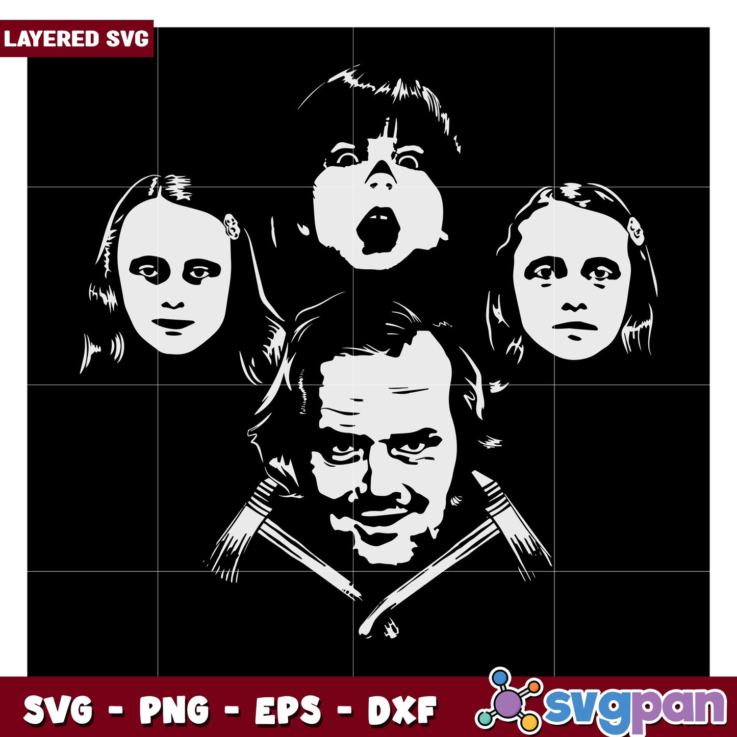 Layered horror film SVG design, perfect for crafting projects