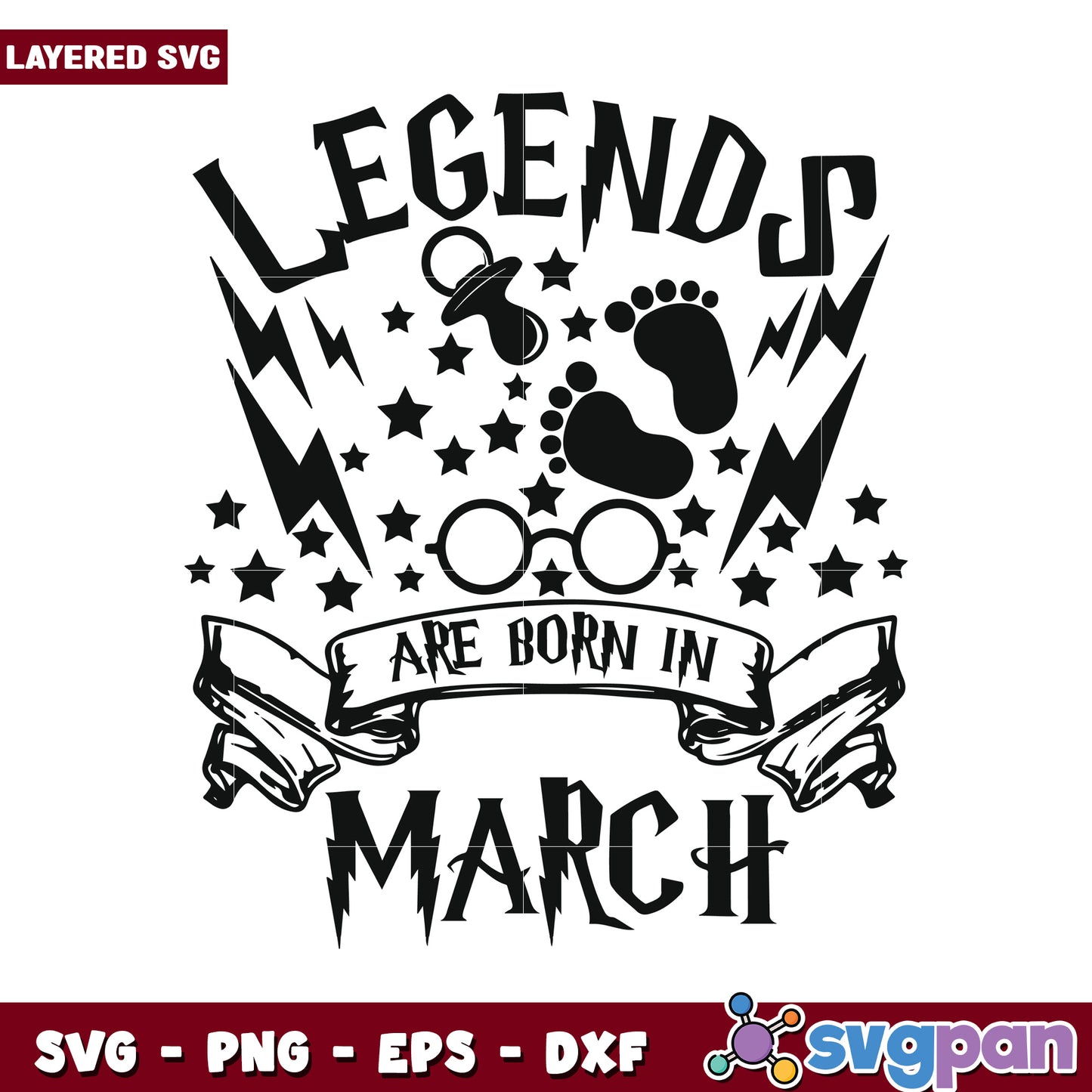 Legends are born in March, creative SVG design for celebrations