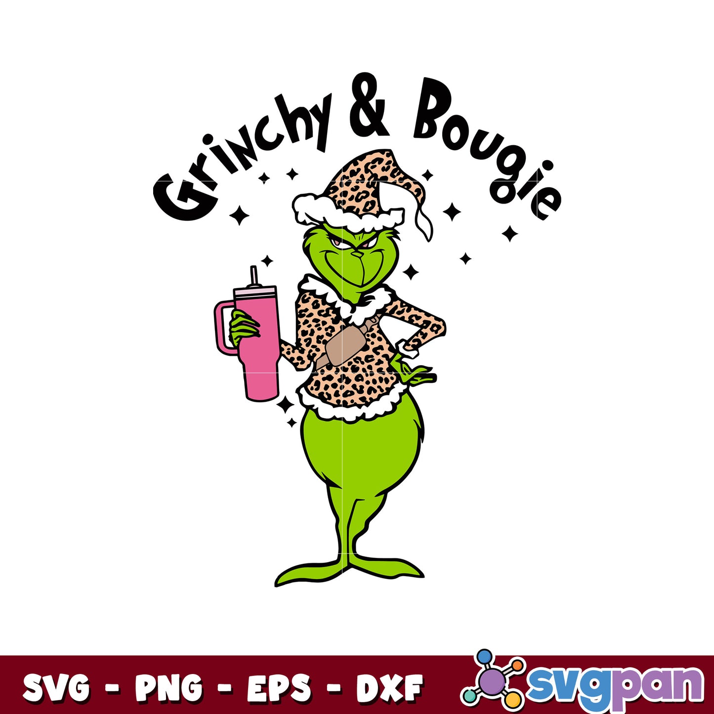 Leopard grinchy and bougie svg