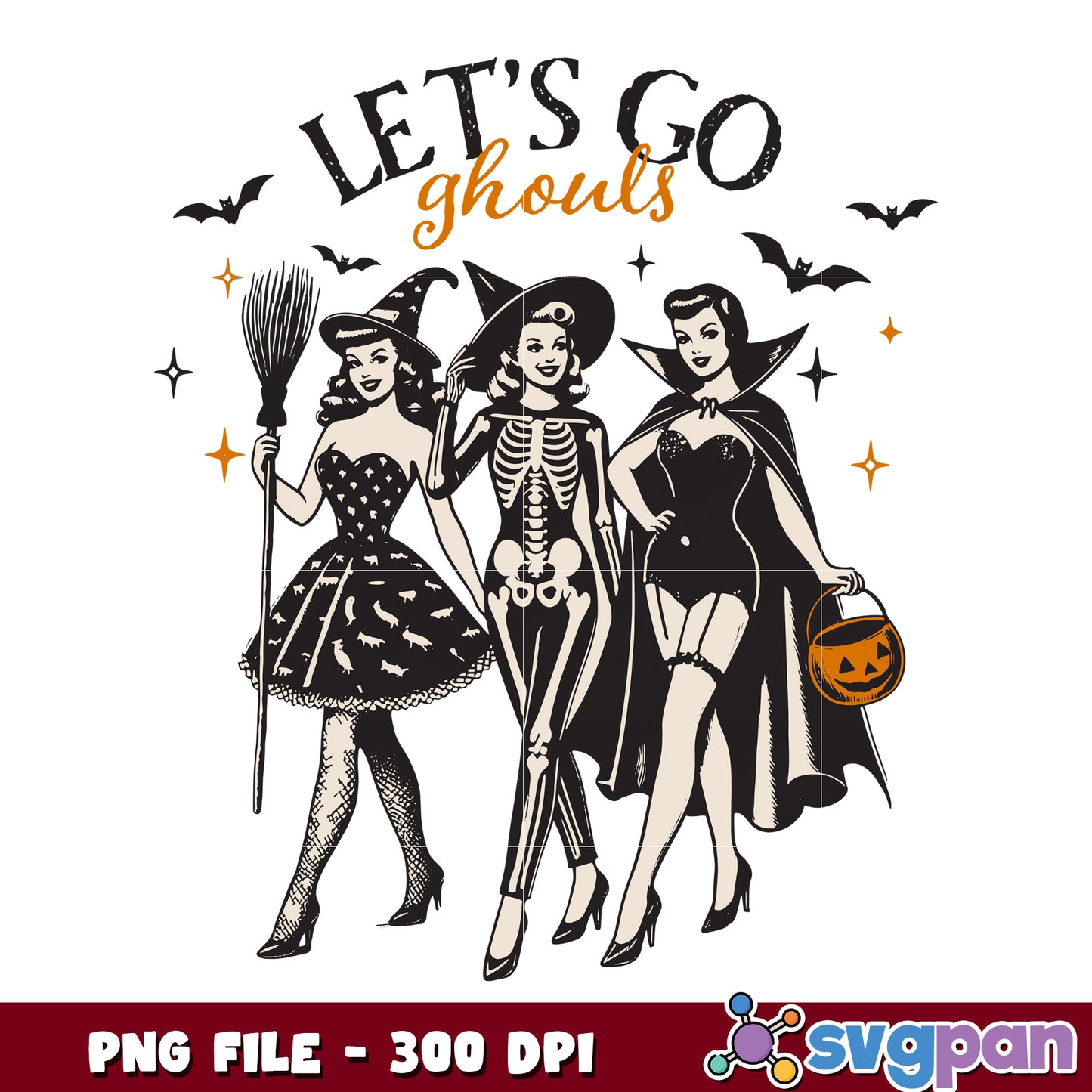Let's go ghouls png, halloween cartoons png, halloween decor png