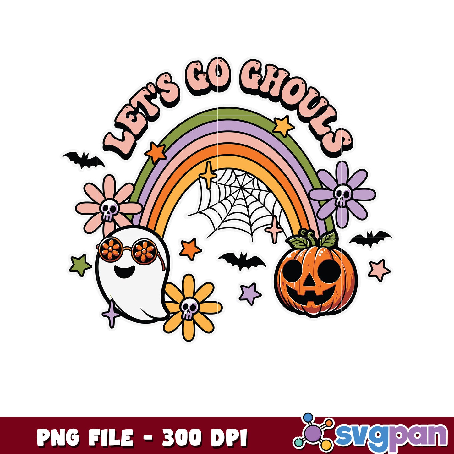 Let's go ghouls png, trick or treat png, spooky halloween png