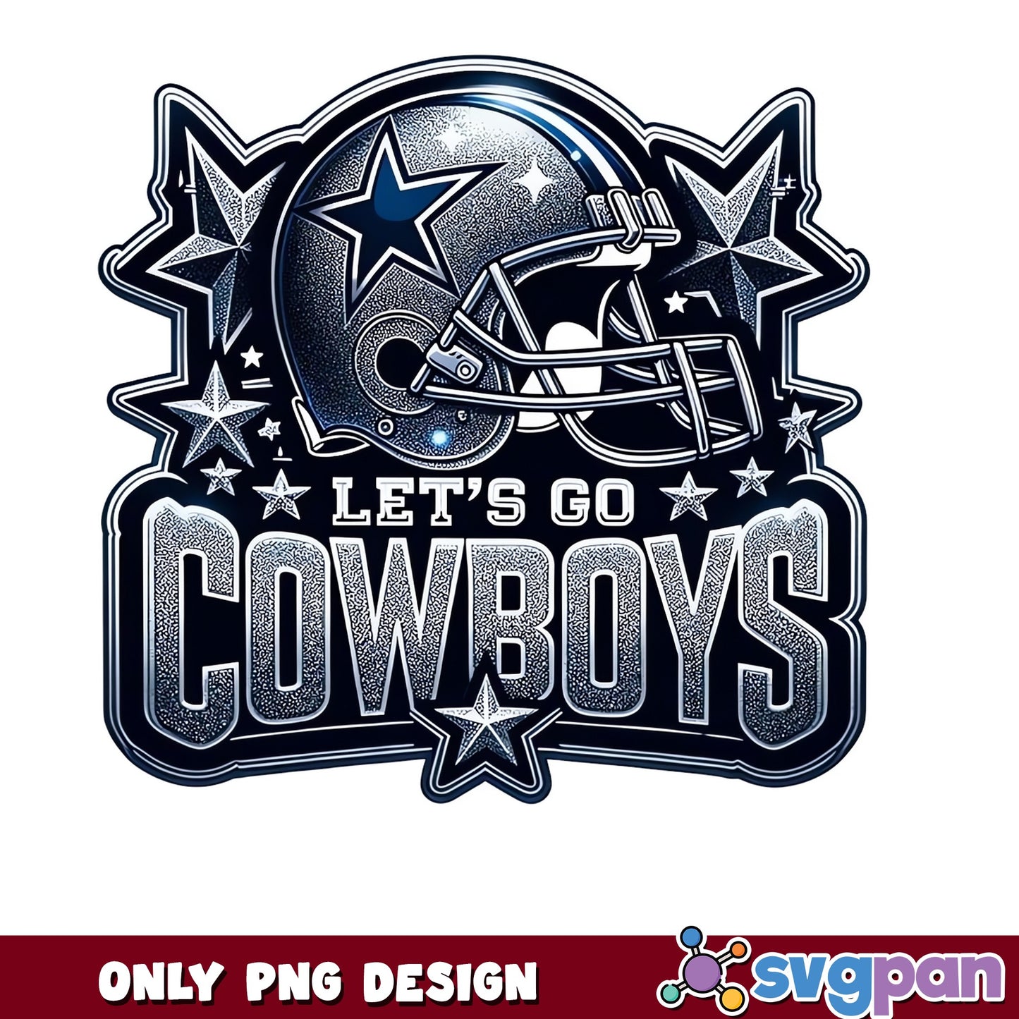 Lets Go Cowboys PNG, Dallas Cowboys Football Helmet, NFL Team PNG