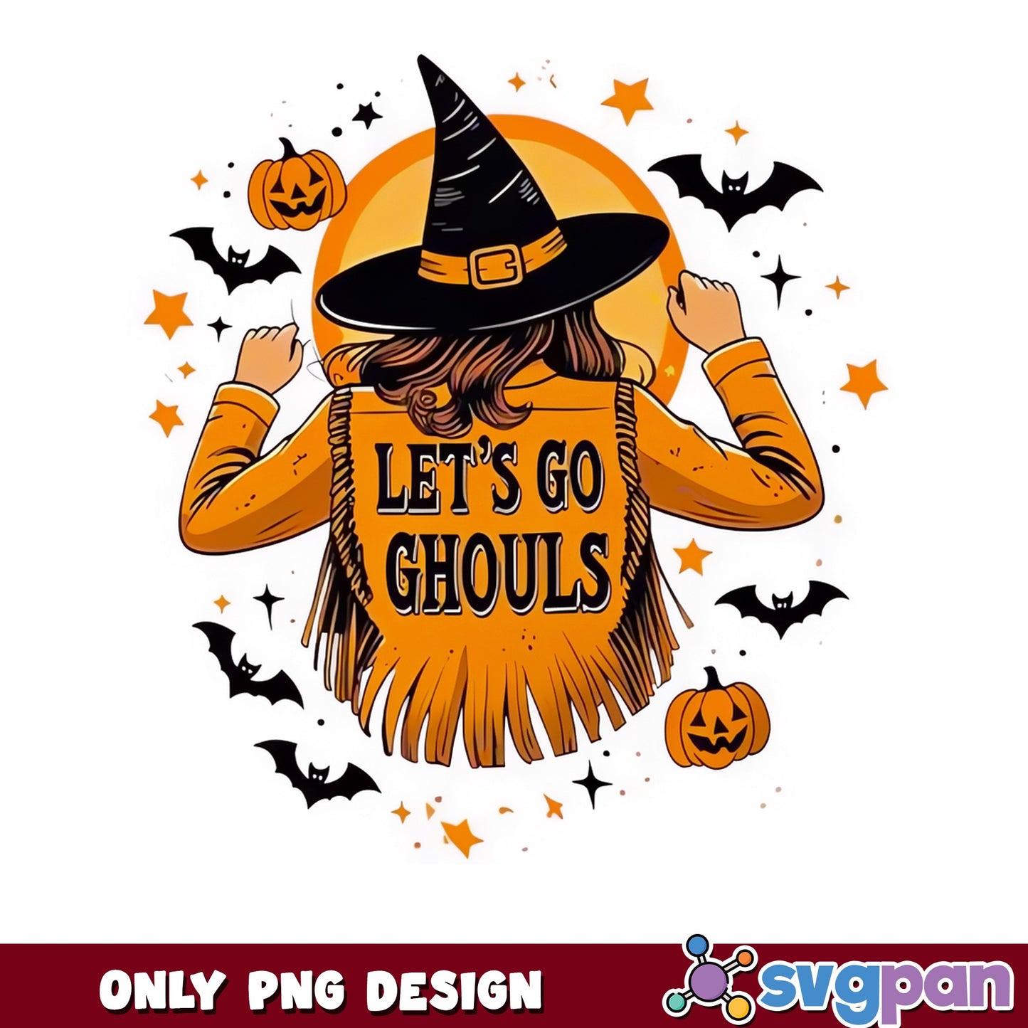 Lets Go Ghouls Halloween PNG, Witch Halloween PNG, Spooky PNG