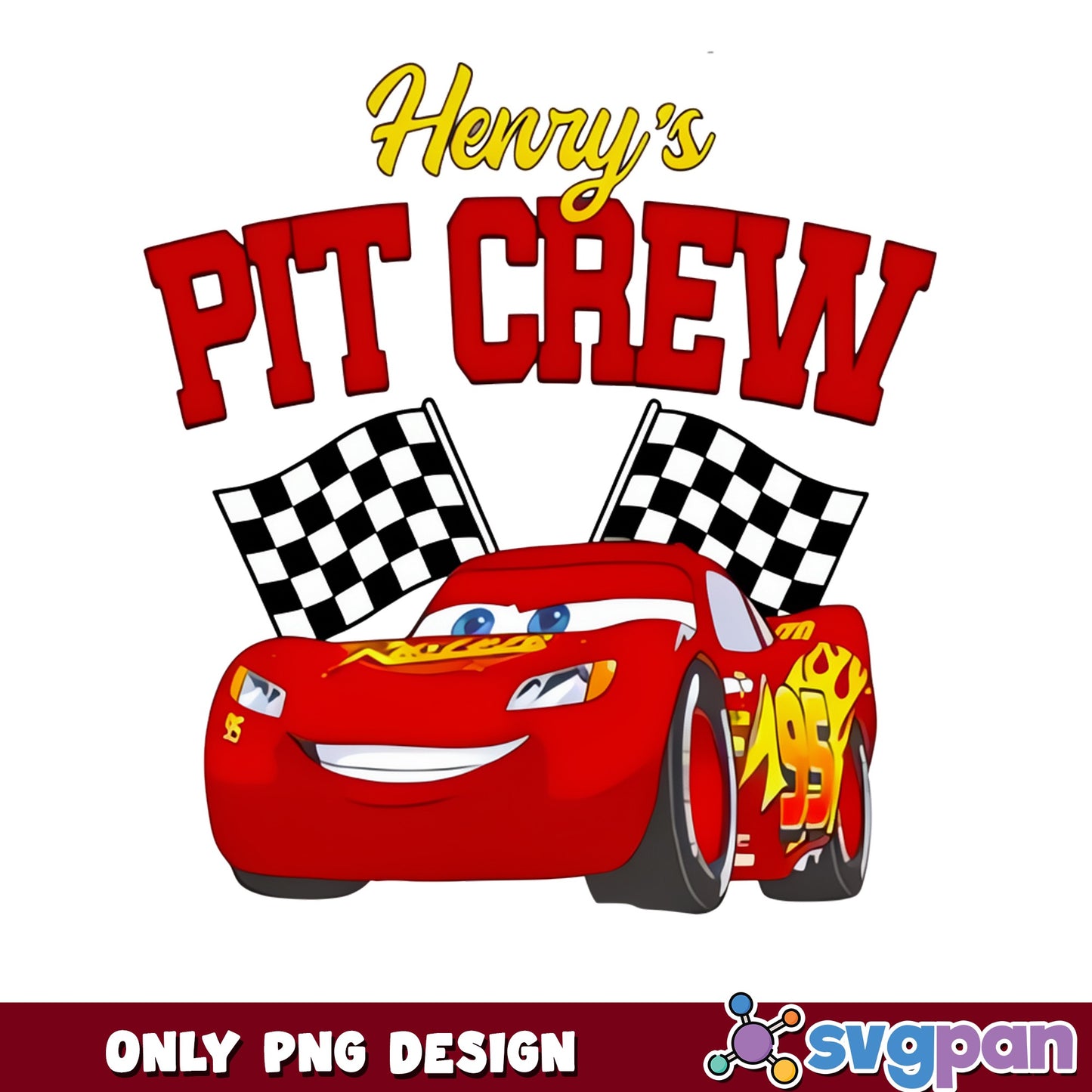 Lightning McQueen Pit Crew Birthday PNG, Disney Cars PNG, Custom Name PNG