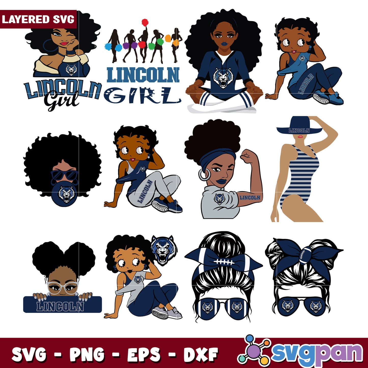Lincoln Girl SVG Bundle Layered Designs